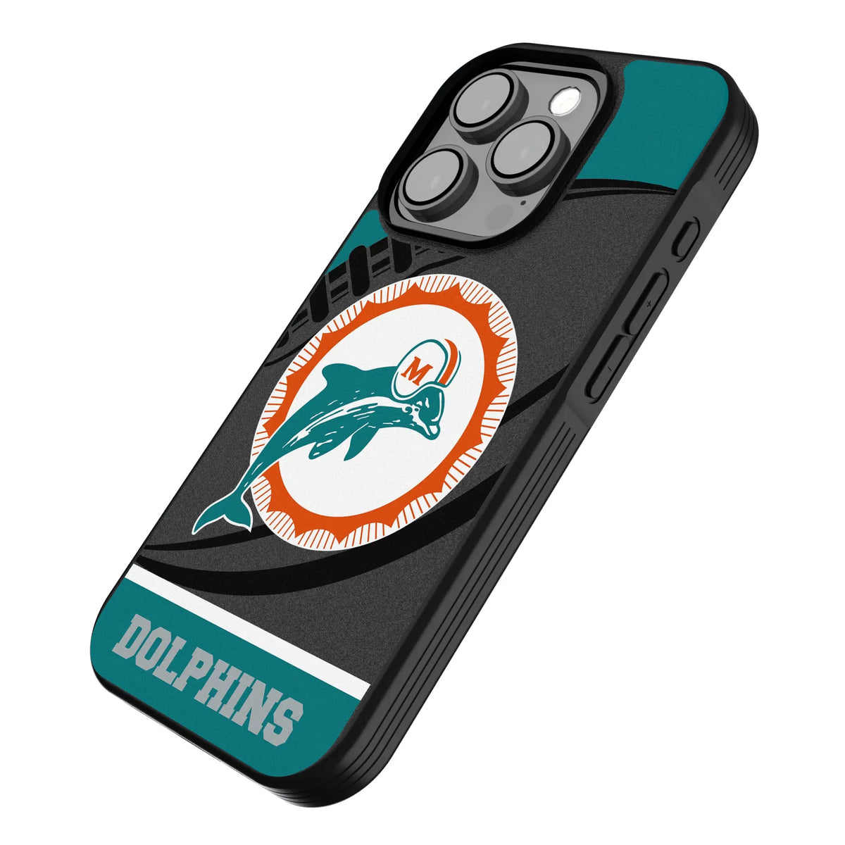 Miami Dolphins 1966-1973 Historic Collection Passtime iPhone Bump Phone Case for Apple iPhone - Isometric View