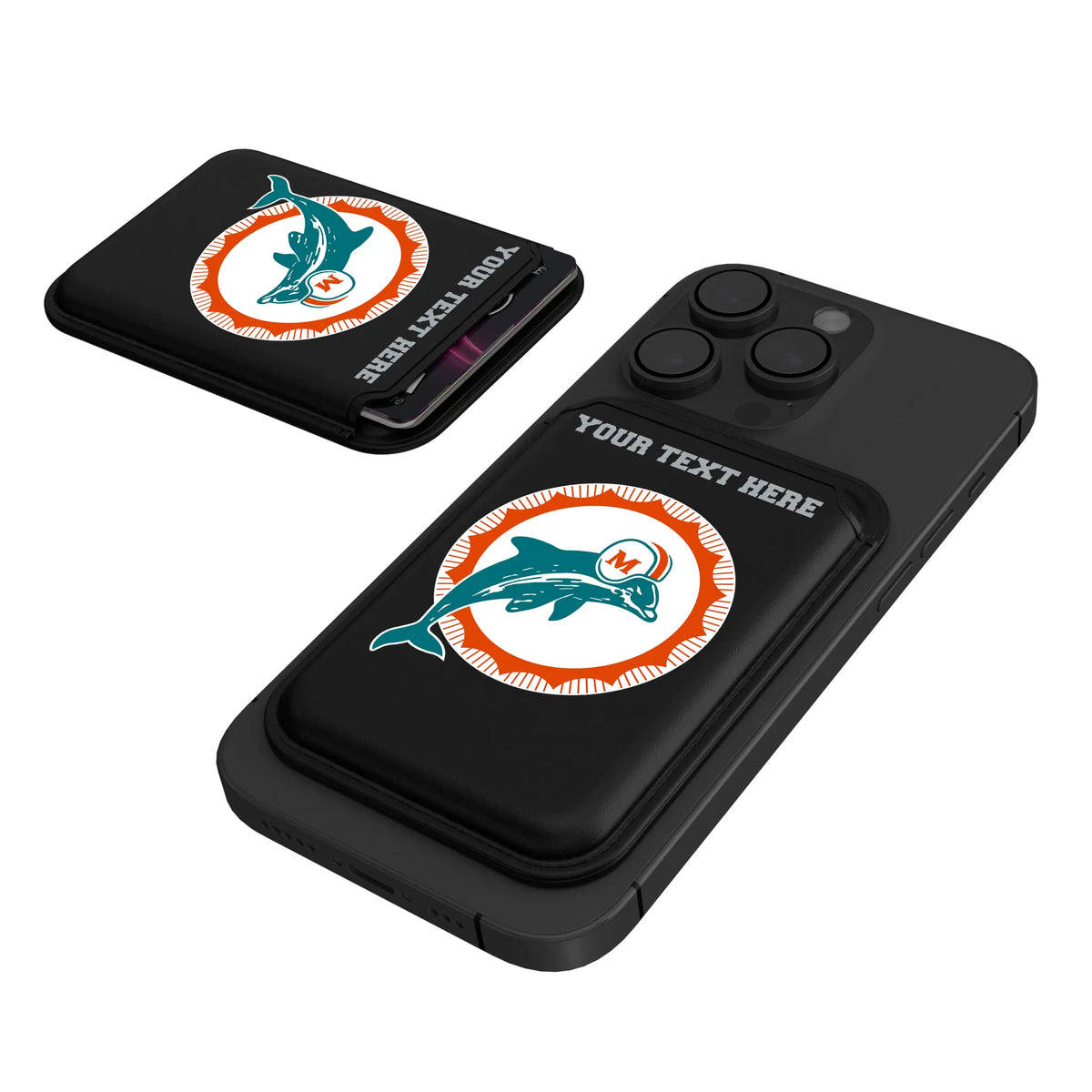 Miami Dolphins 1966-1973 Historic Collection Personalized Insignia Black Magnetic Credit Card Wallet