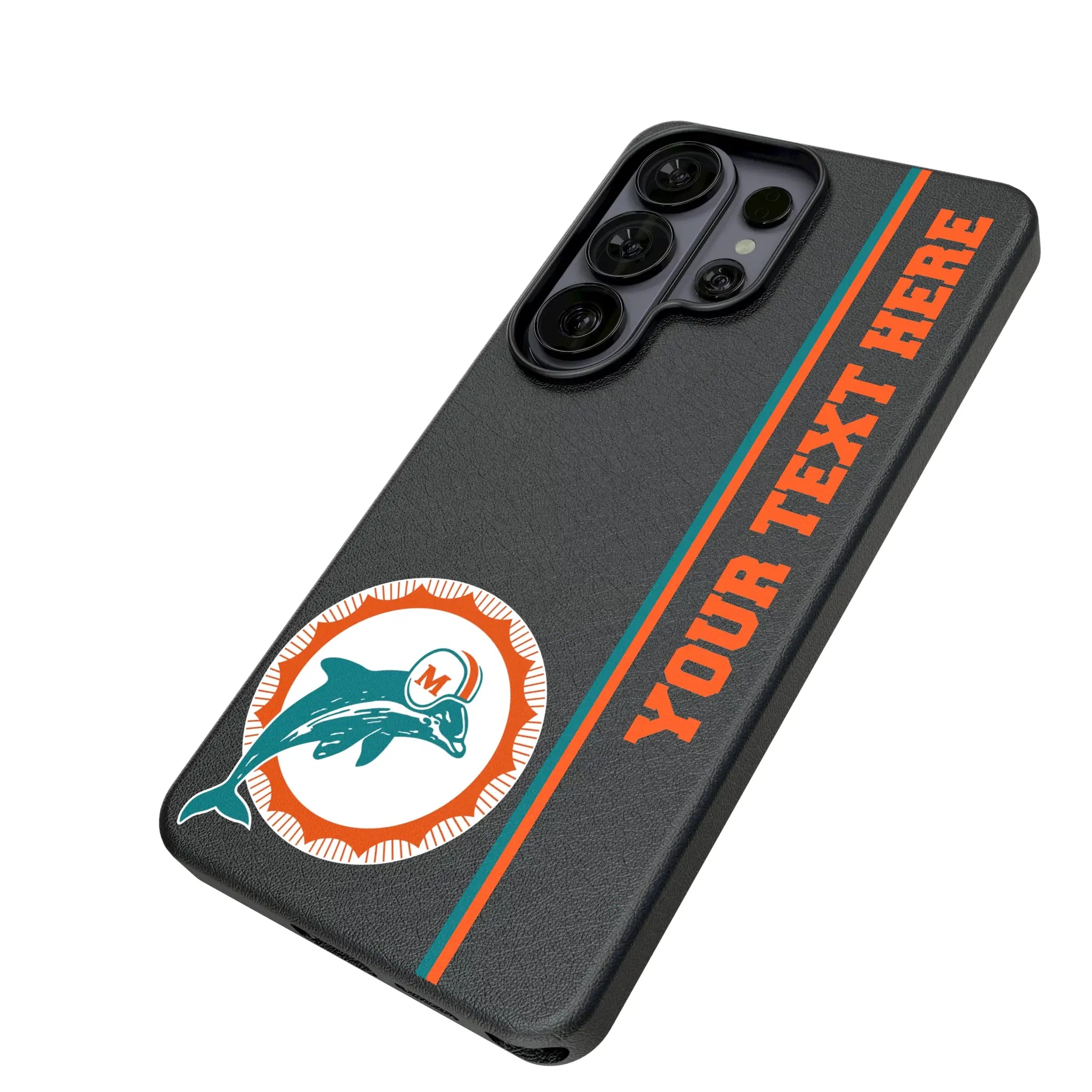 Miami Dolphins 1966-1973 Historic Collection Personalized Sidebard Galaxy MagSafe Compatible Phone Case for Samsung Galaxy - Isometric View#Device_Galaxy S26 Ultra