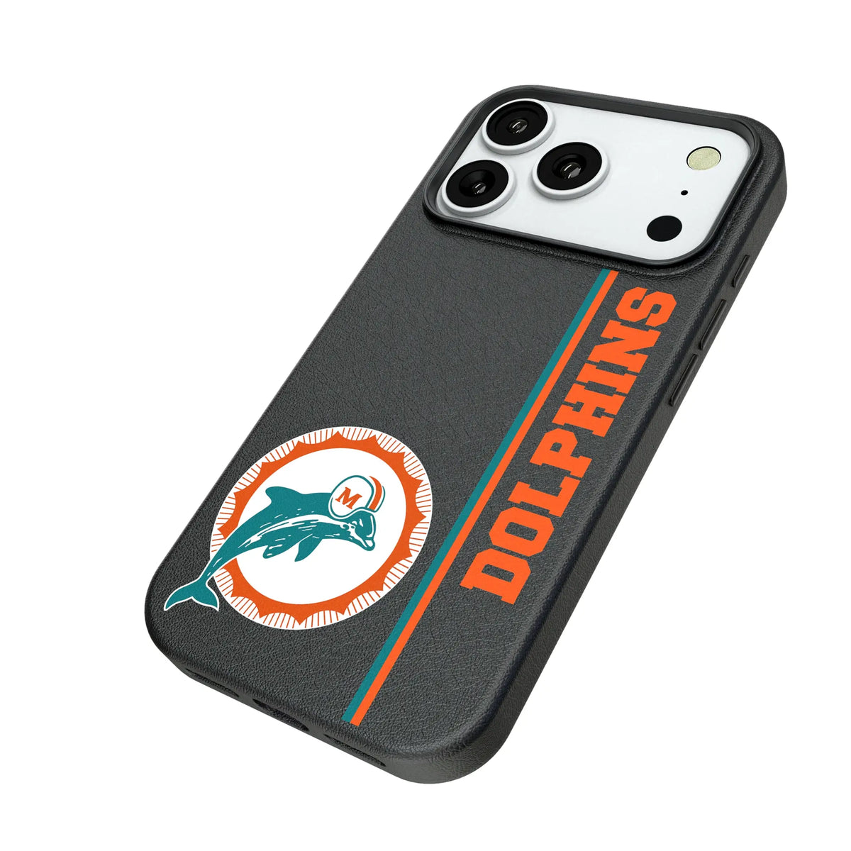 Miami Dolphins 1966-1973 Historic Collection Sidebar iPhone MagSafe Compatible Phone Case for Apple iPhone - Isometric View#Device_iPhone 18 Pro