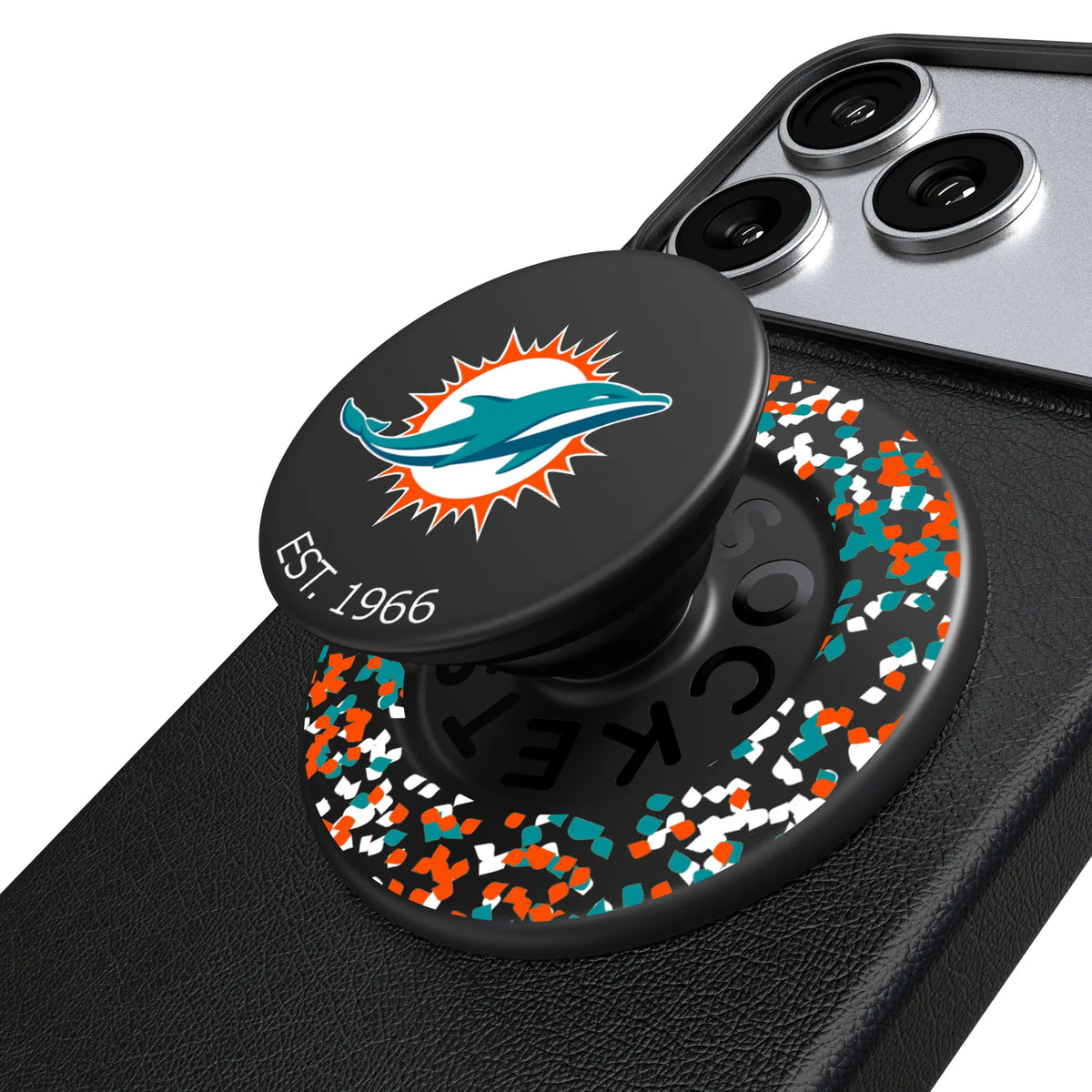 Miami Dolphins Confetti Popsockets Round Magnetic