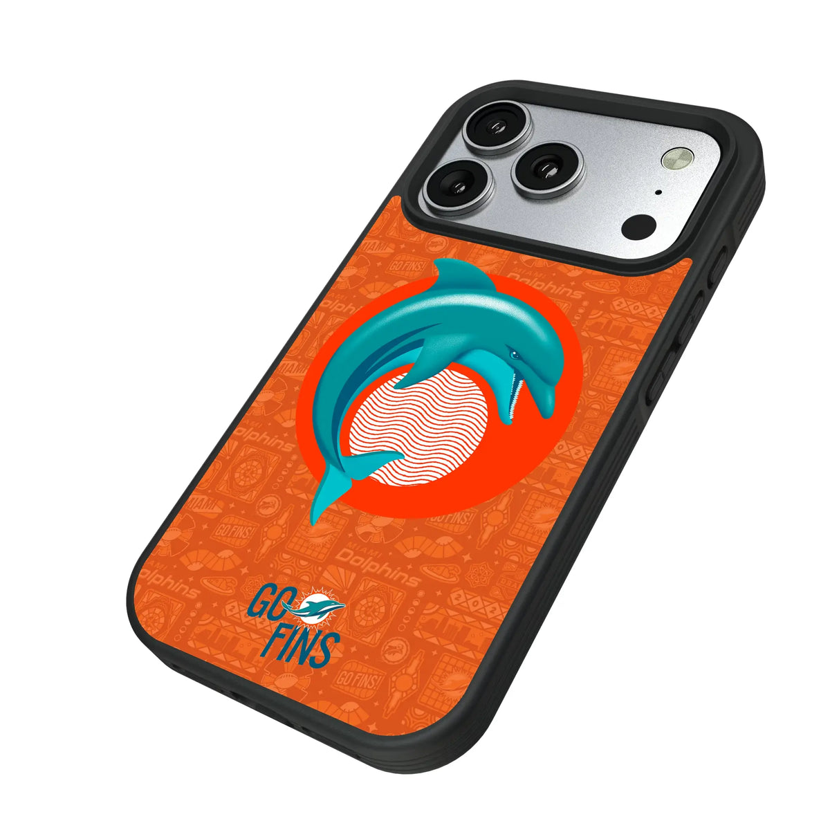 Miami Dolphins Deco iPhone Bump Phone Case for Apple iPhone - Isometric View#Device_iPhone 17 Pro
