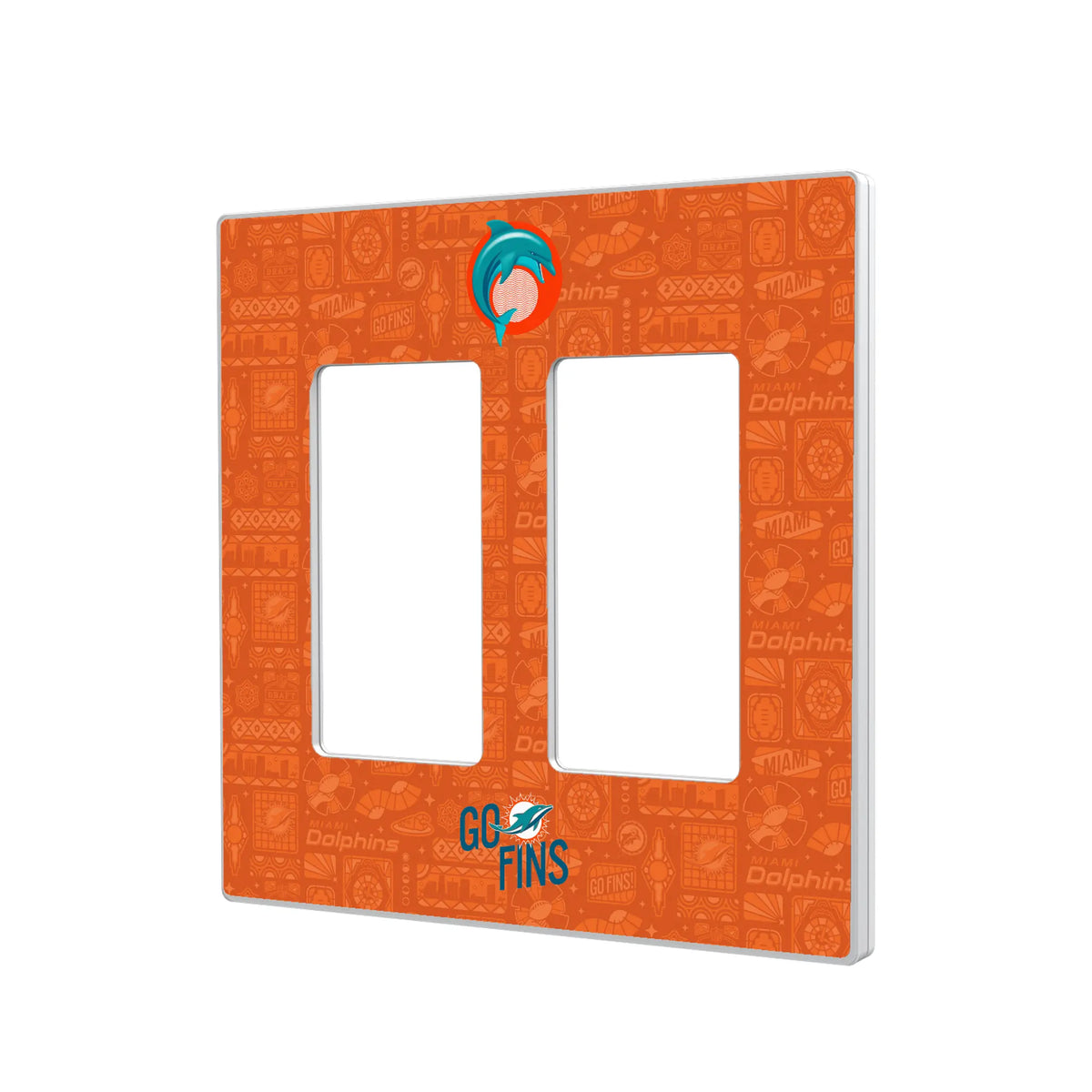 Miami Dolphins Deco Hidden-Screw Light Switch Plate#Style_Double Rocker
