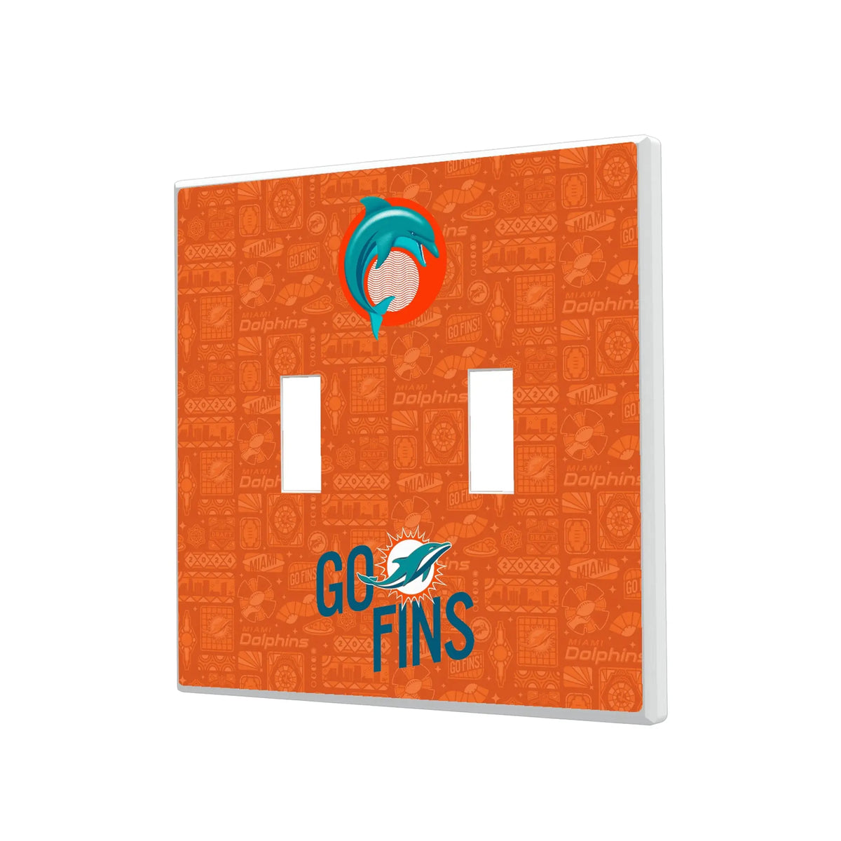 Miami Dolphins Deco Hidden-Screw Light Switch Plate#Style_Double Toggle