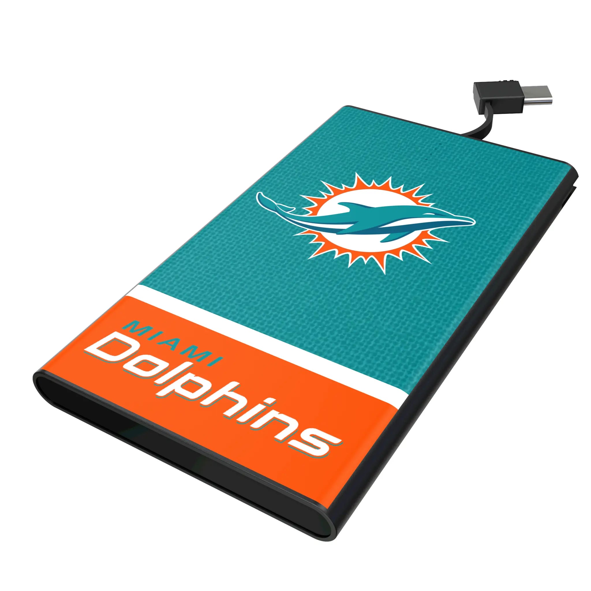 Miami Dolphins Endzone Solid 5000mAh Flat Power Bank