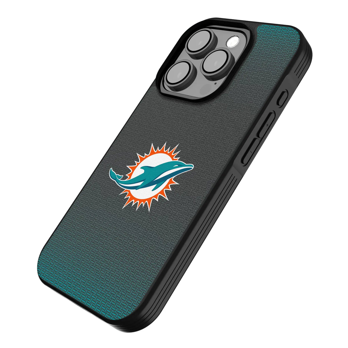 Miami Dolphins Linen iPhone Bump Phone Case for Apple iPhone - Isometric View