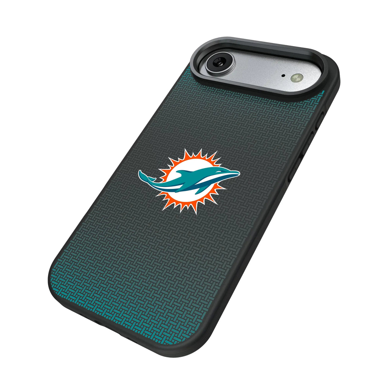 Miami Dolphins Linen iPhone Bump Phone Case for Apple iPhone - Isometric View#Device_iPhone Air