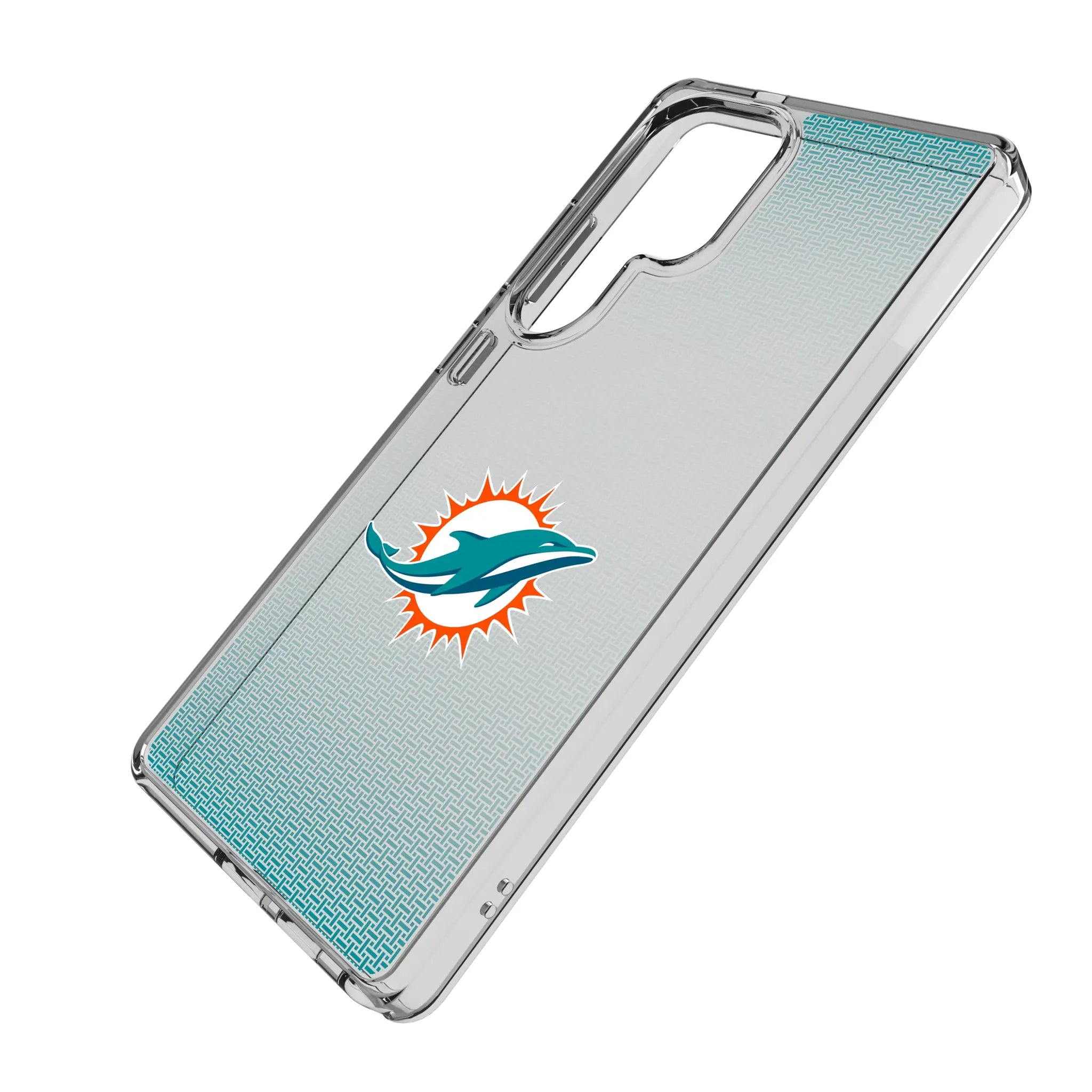 Miami Dolphins Linen Galaxy Clear Phone Case for Samsung Galaxy - Isometric View#Device_Galaxy S25 Ultra