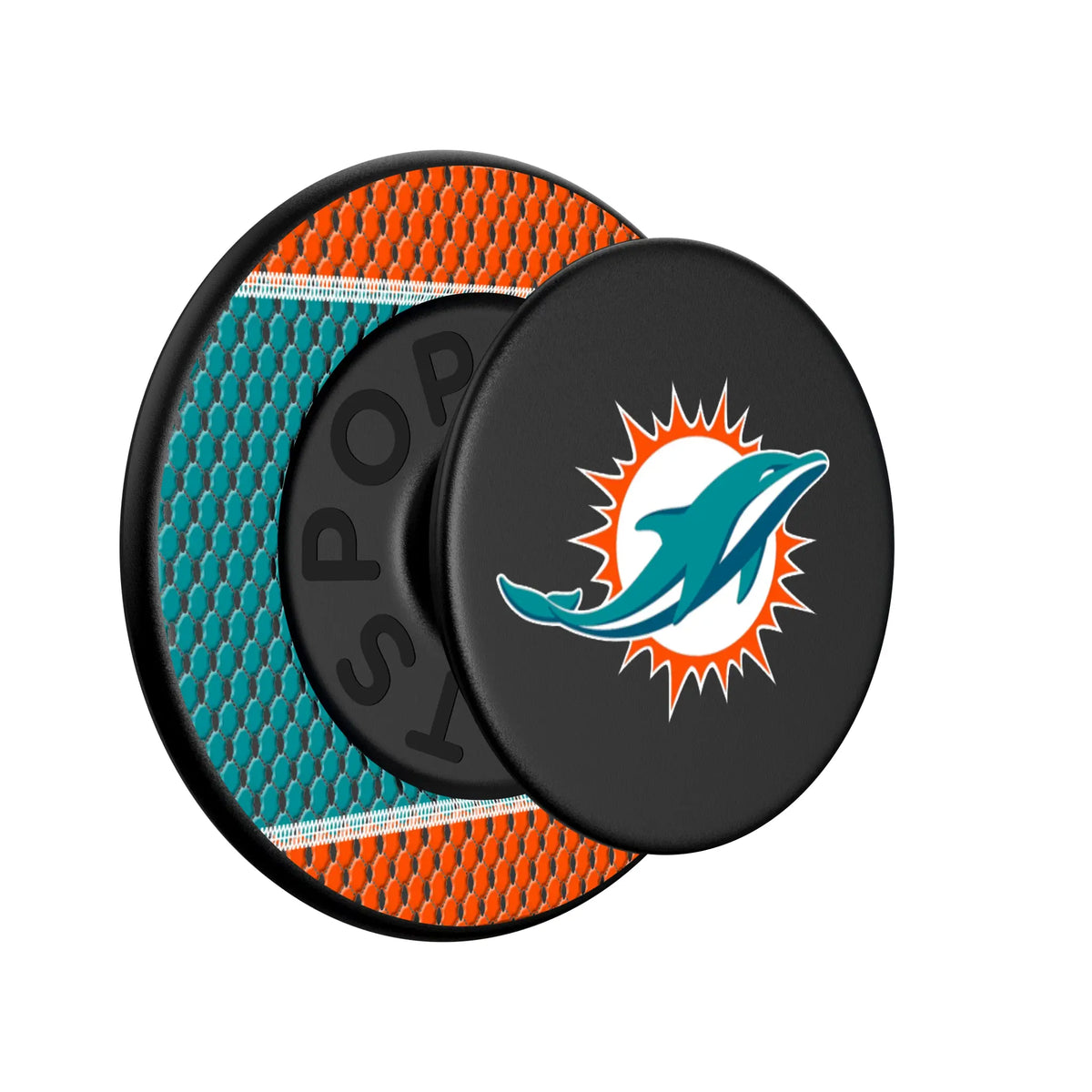 Miami Dolphins Mesh Popsockets Round Magnetic - Isometric View