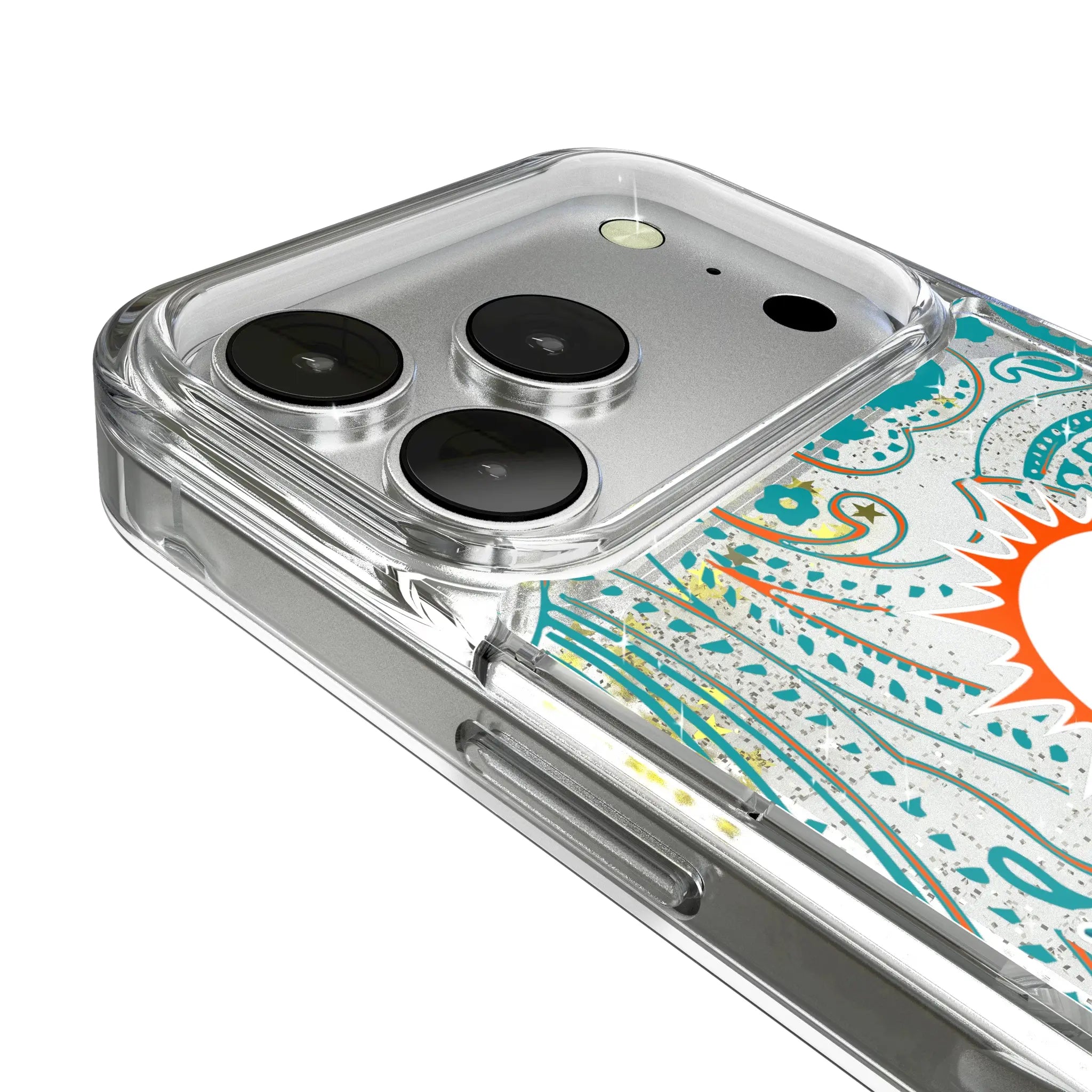 Miami Dolphins Paisley iPhone Glitter Phone Case for Apple iPhone - Detail