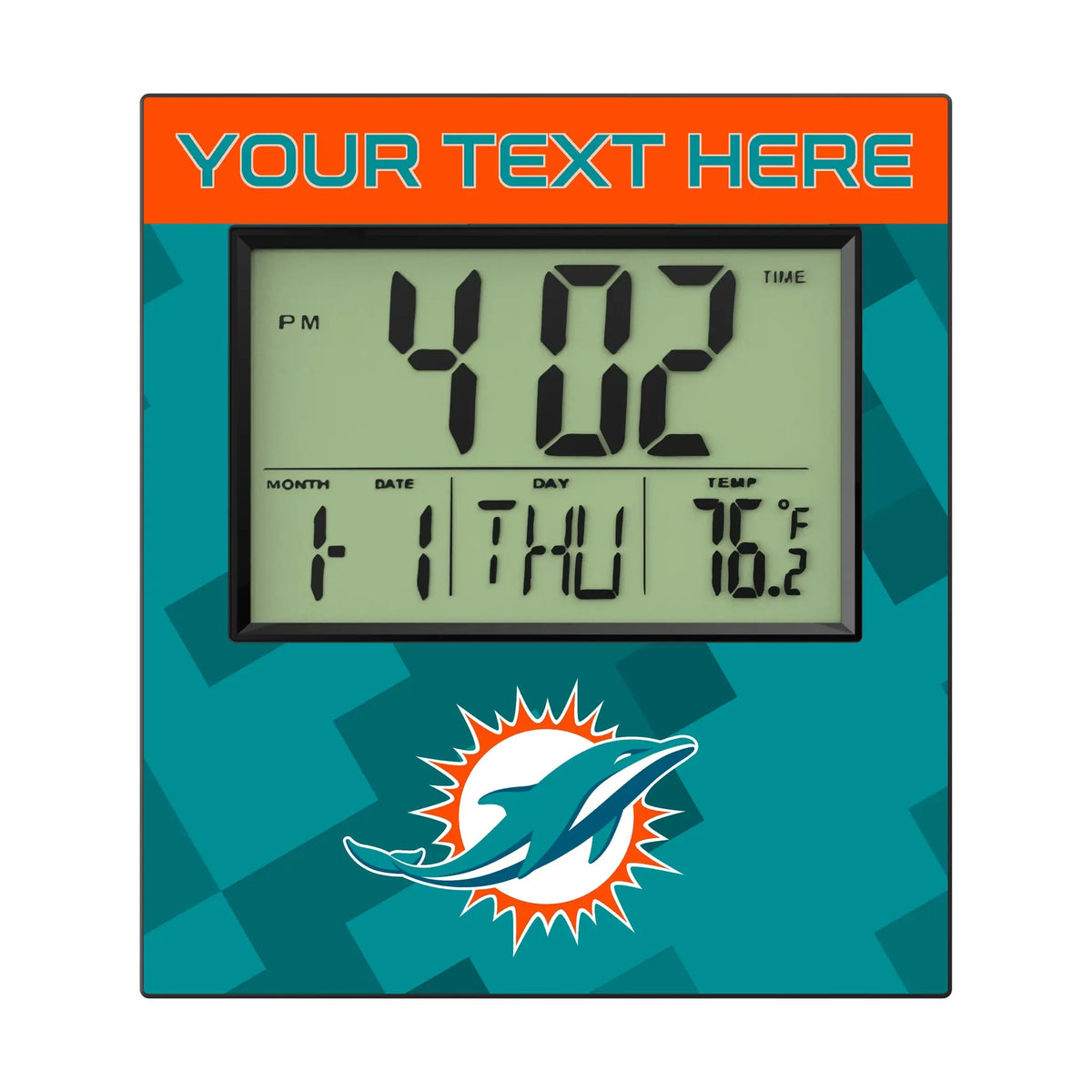 Miami Dolphins Personalized Color Block Wall Clock