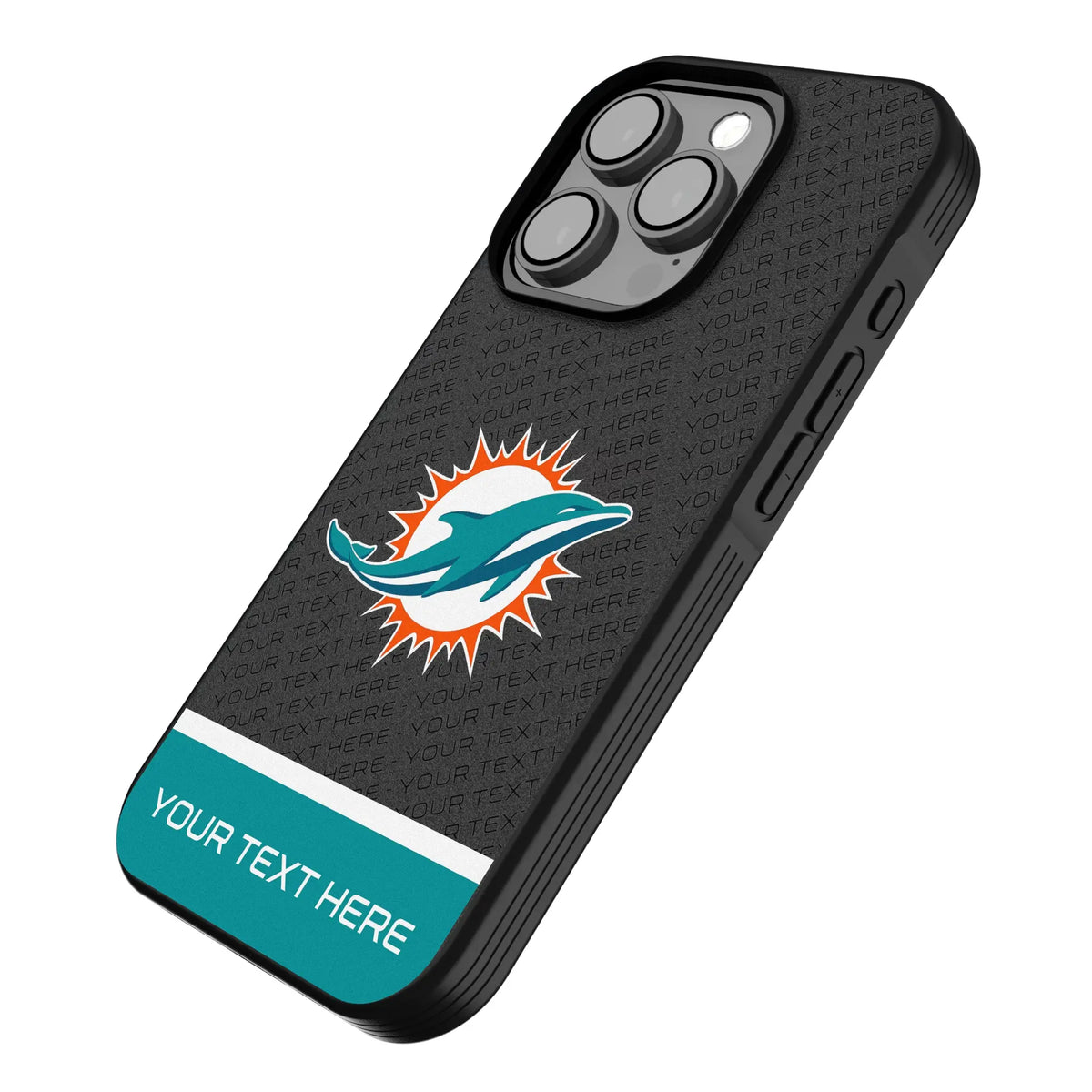 Miami Dolphins Personalized EndZone Plus iPhone Bump Phone Case for Apple iPhone - Isometric View