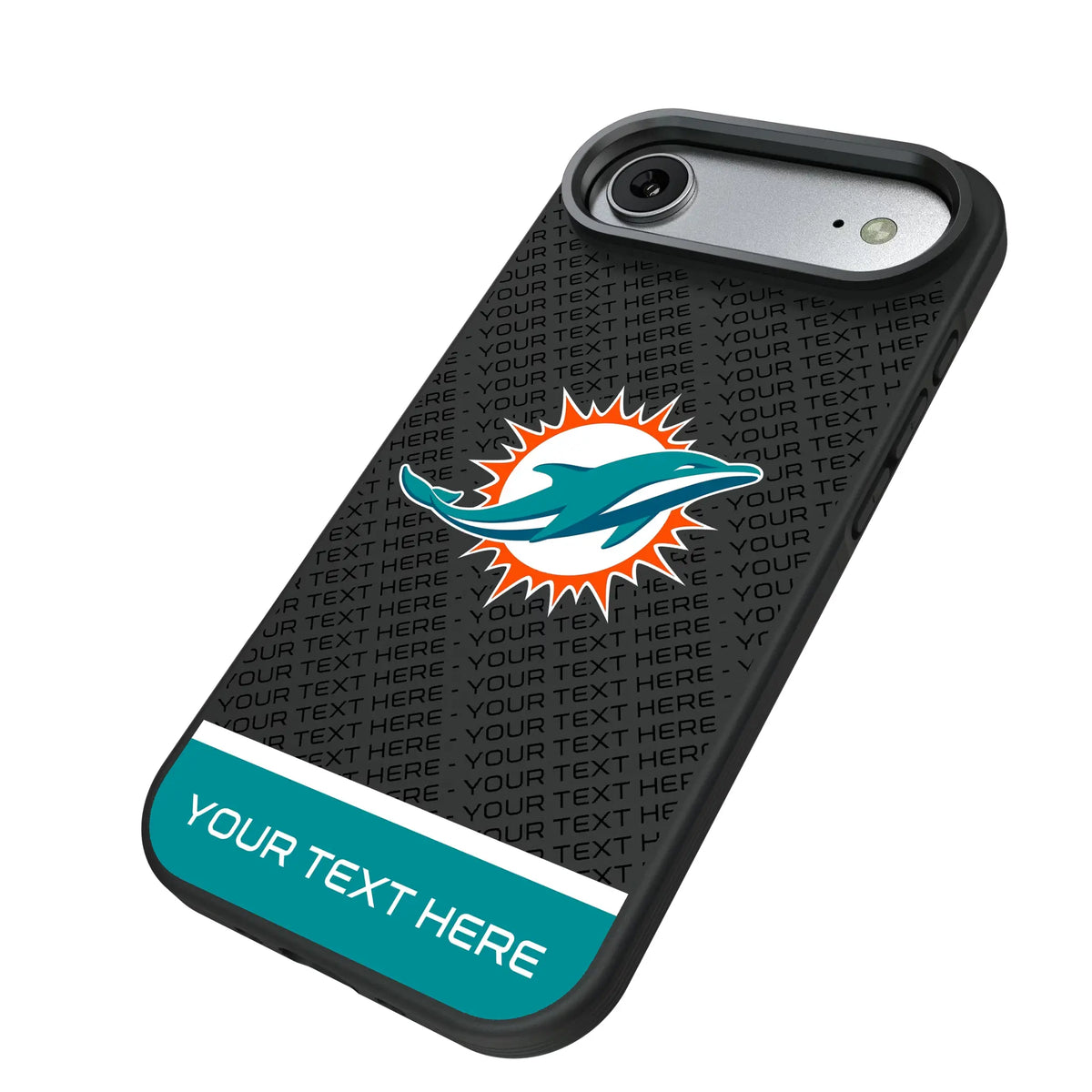 Miami Dolphins Personalized EndZone Plus iPhone Bump Phone Case for Apple iPhone - Isometric View#Device_iPhone Air