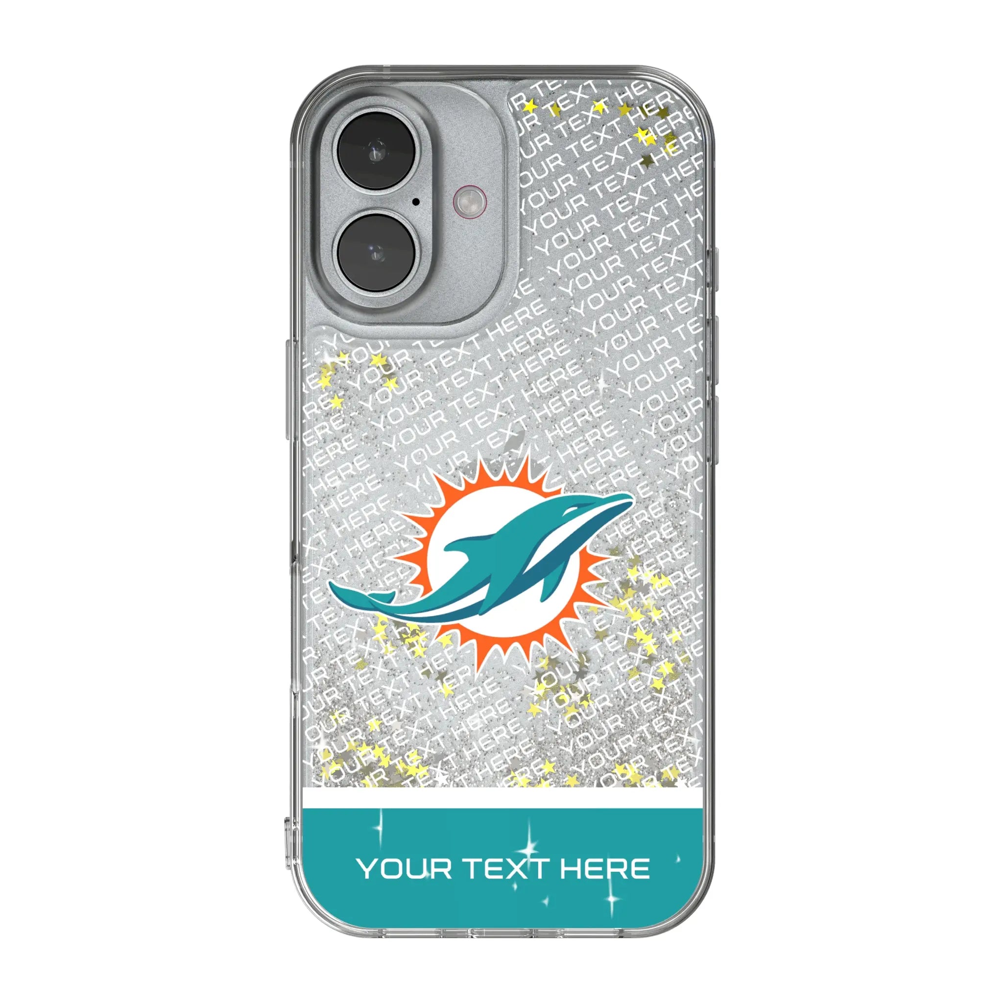 Miami Dolphins Personalized EndZone Plus iPhone Glitter Phone Case for Apple iPhone