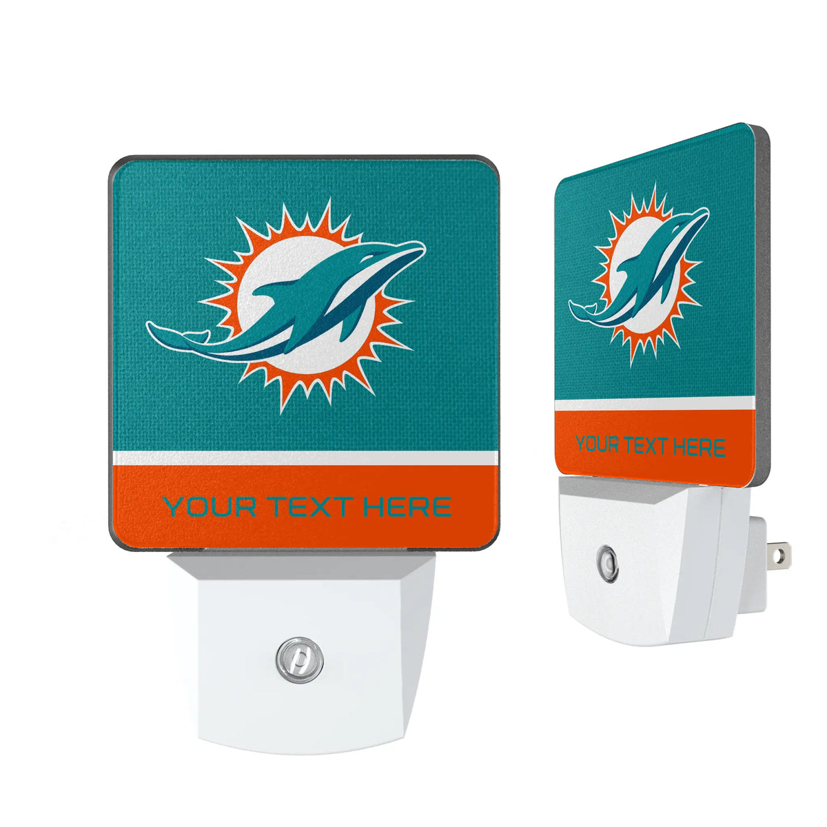 Miami Dolphins Personalized Endzone Solid Night Light 2-Pack