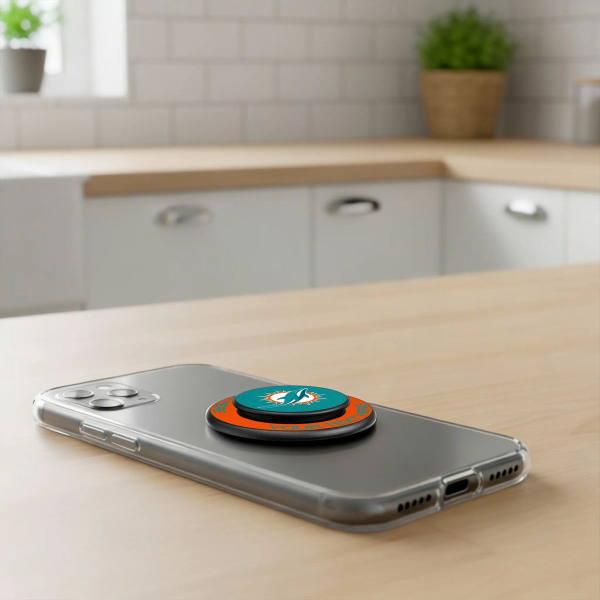 Miami Dolphins Personalized Endzone Solid Popsockets Round Magnetic - Lifestyle