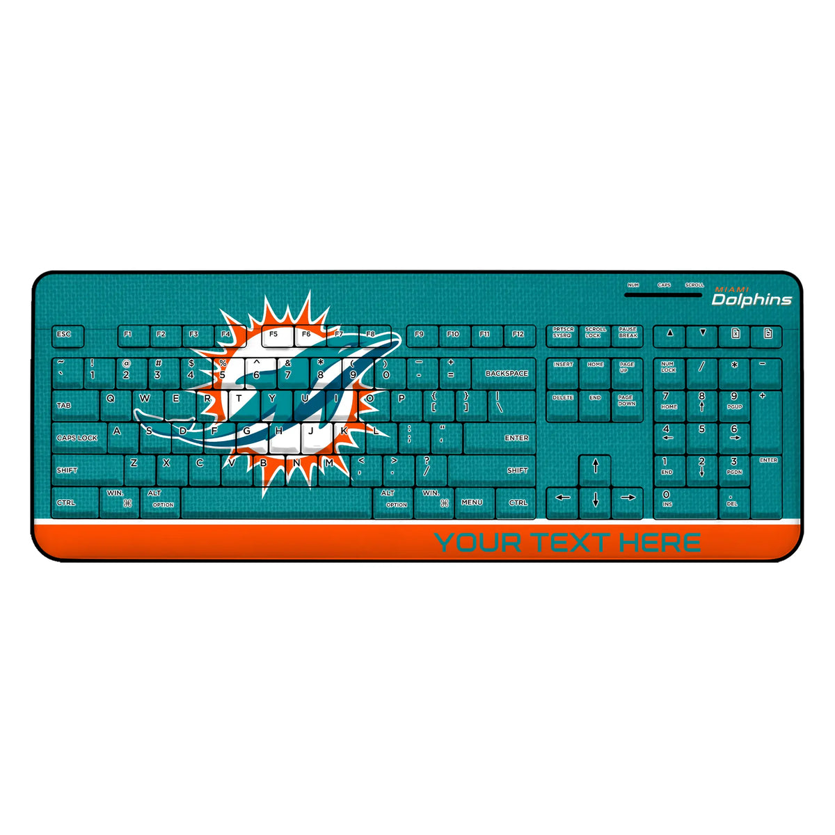 Miami Dolphins Personalized Endzone Solid Wireless USB Keyboard