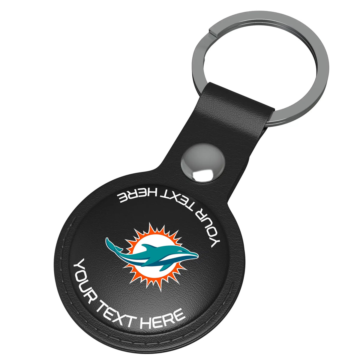 Miami Dolphins Personalized Insignia AirTag Black Airtag Holder - Isometric View