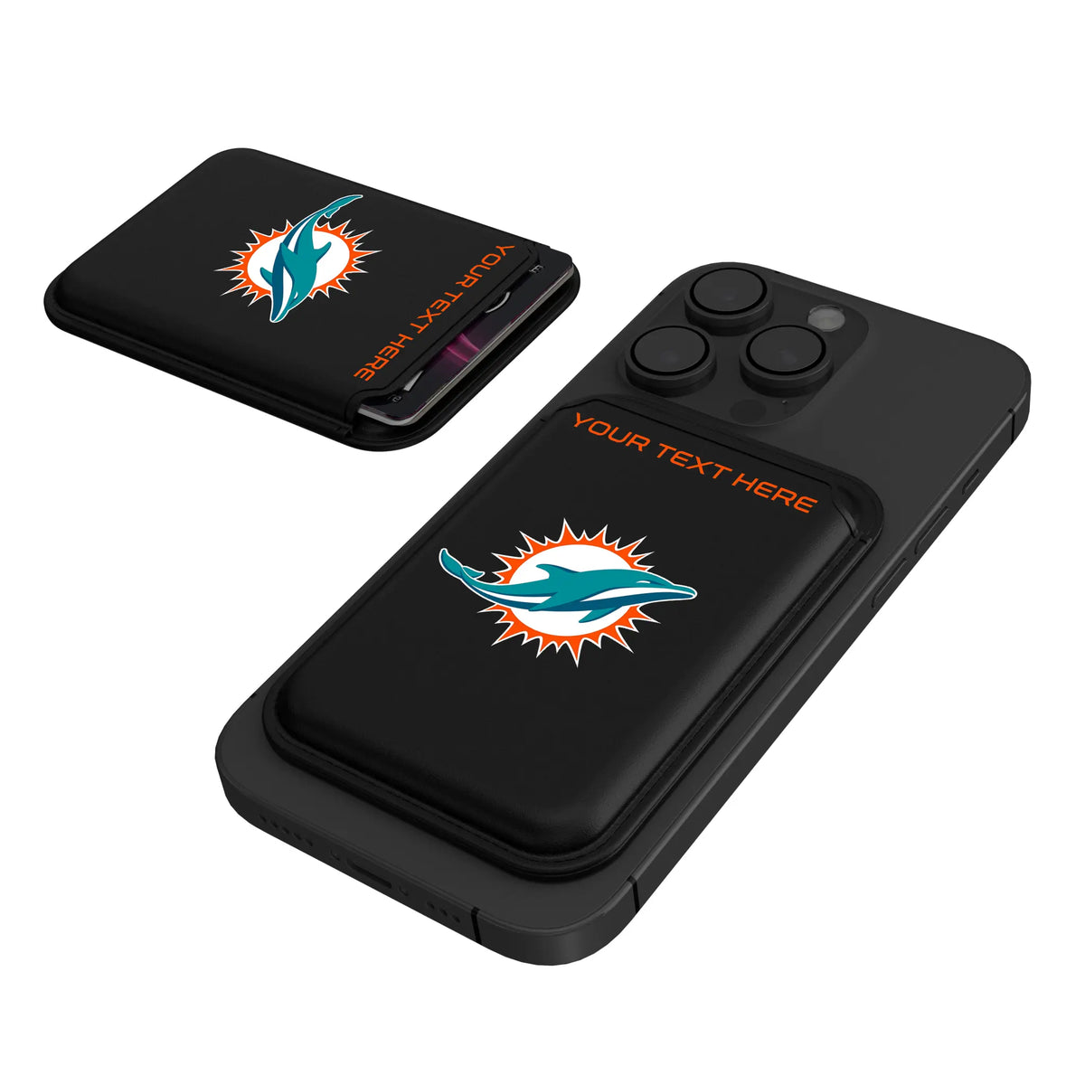 Miami Dolphins Personalized Insignia Black Magnetic Credit Card Wallet