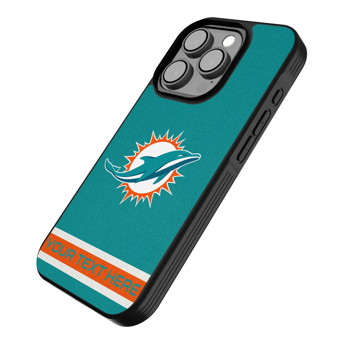 Miami Dolphins Personalized Stripe iPhone Bump Phone Case for Apple iPhone - Isometric View