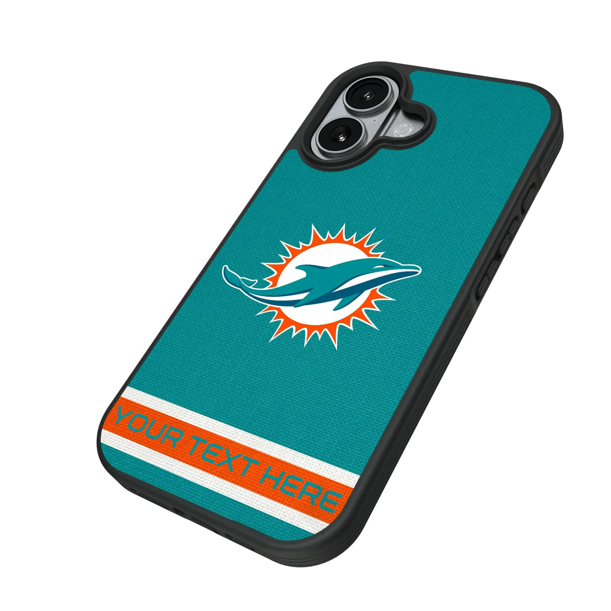Miami Dolphins Personalized Stripe iPhone Bump Phone Case for Apple iPhone - Isometric View#Device_iPhone 17
