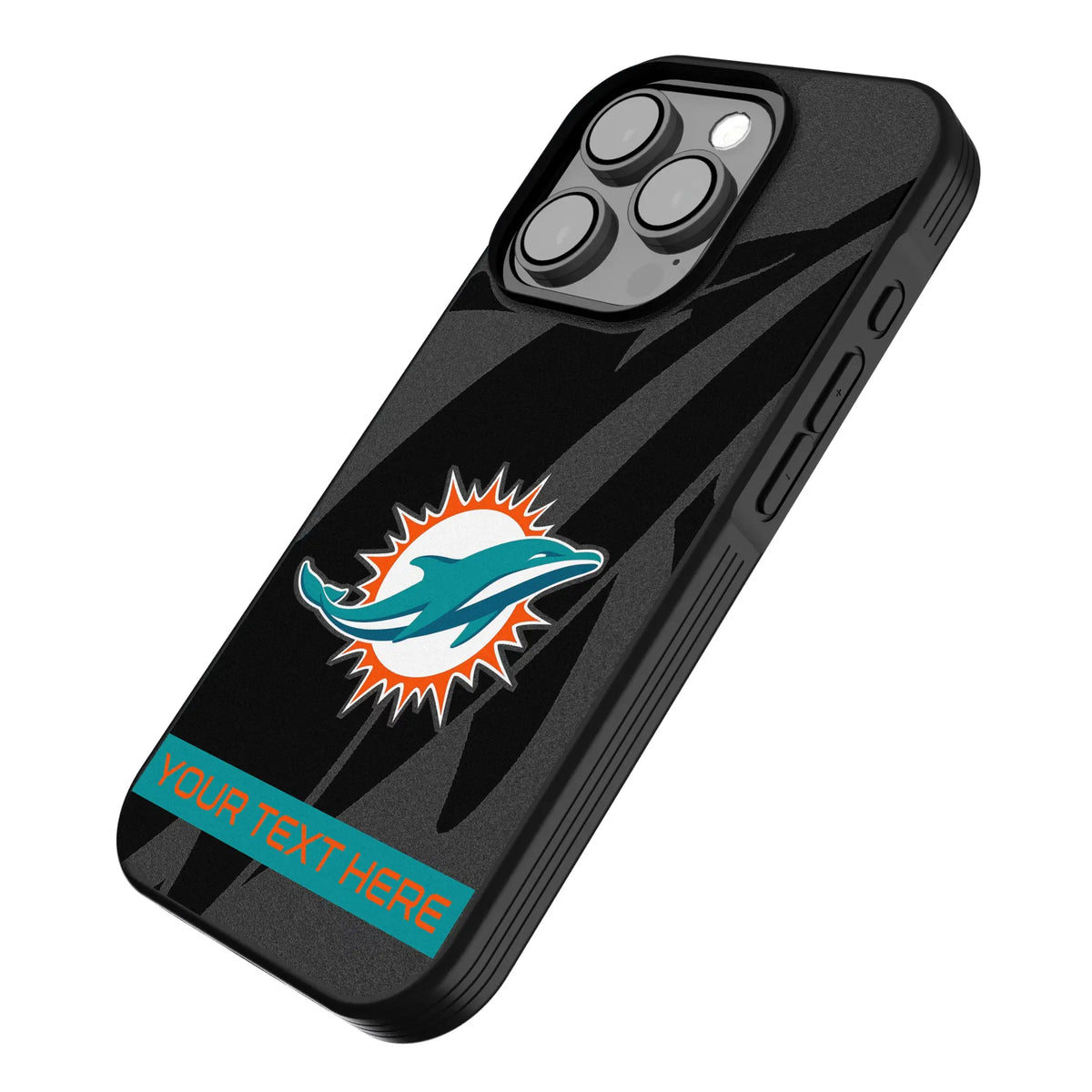 Miami Dolphins Personalized Tilt iPhone Bump Phone Case for Apple iPhone - Isometric View