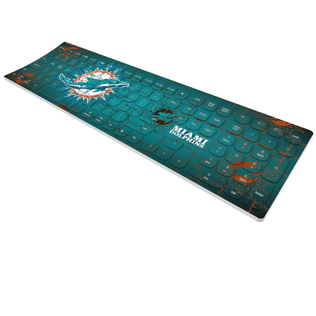 Miami Dolphins Rivet KKB605 Curved Wireless Keyboard - Isometric View