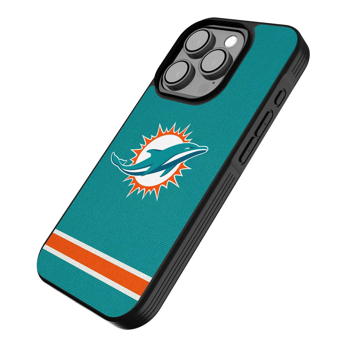 Miami Dolphins Stripe iPhone Bump Phone Case for Apple iPhone - Isometric View
