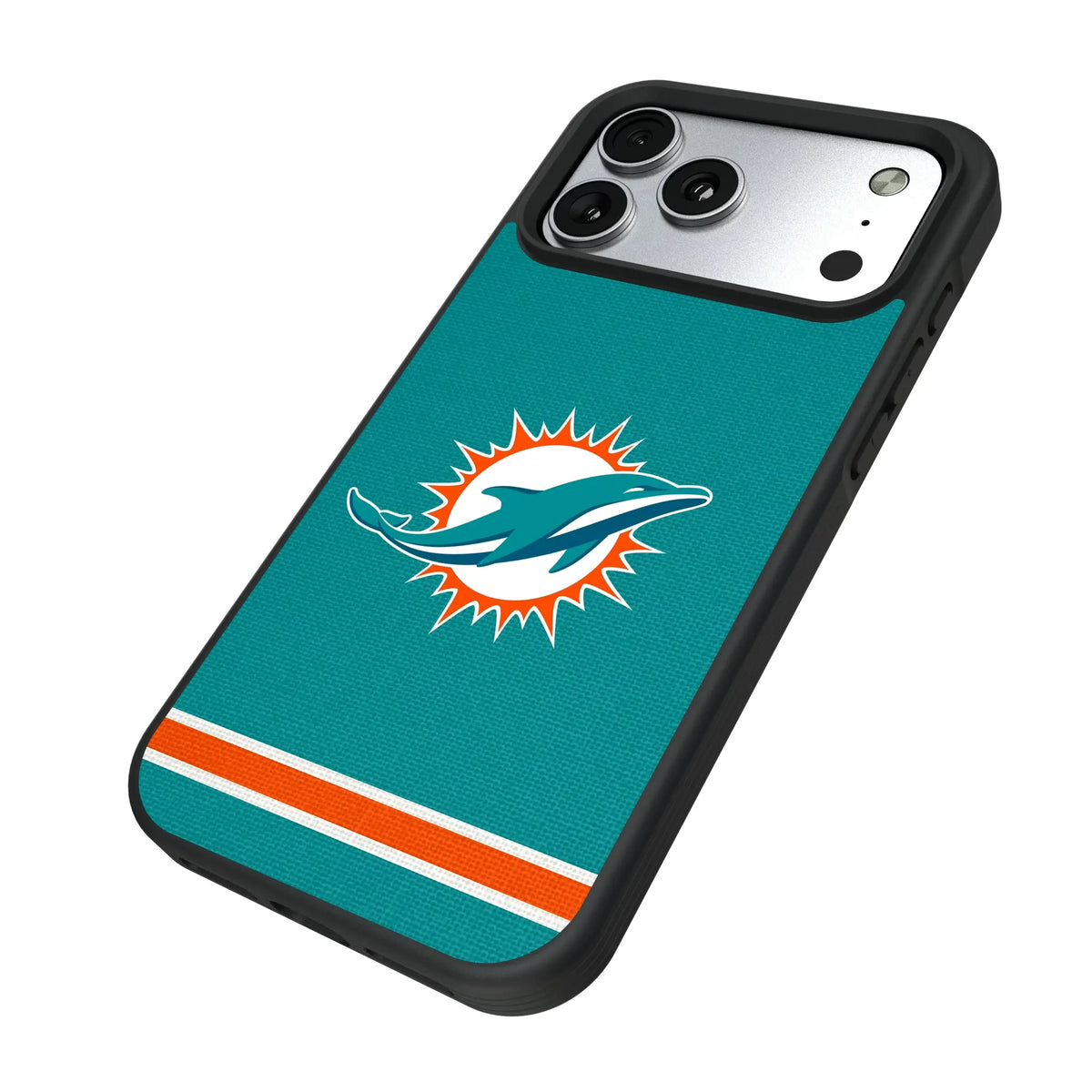 Miami Dolphins Stripe iPhone Bump Phone Case for Apple iPhone - Isometric View#Device_iPhone 17 Pro Max