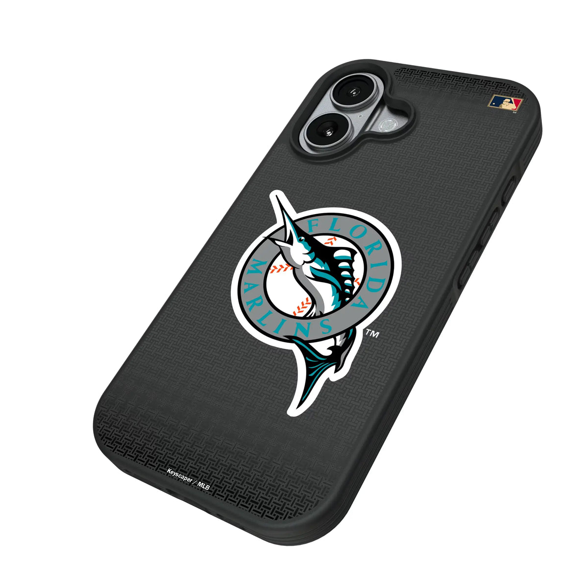 Miami Marlins 1993-2011 - Cooperstown Collection Linen iPhone Bump Phone Case for Apple iPhone - Isometric View#Device_iPhone 17