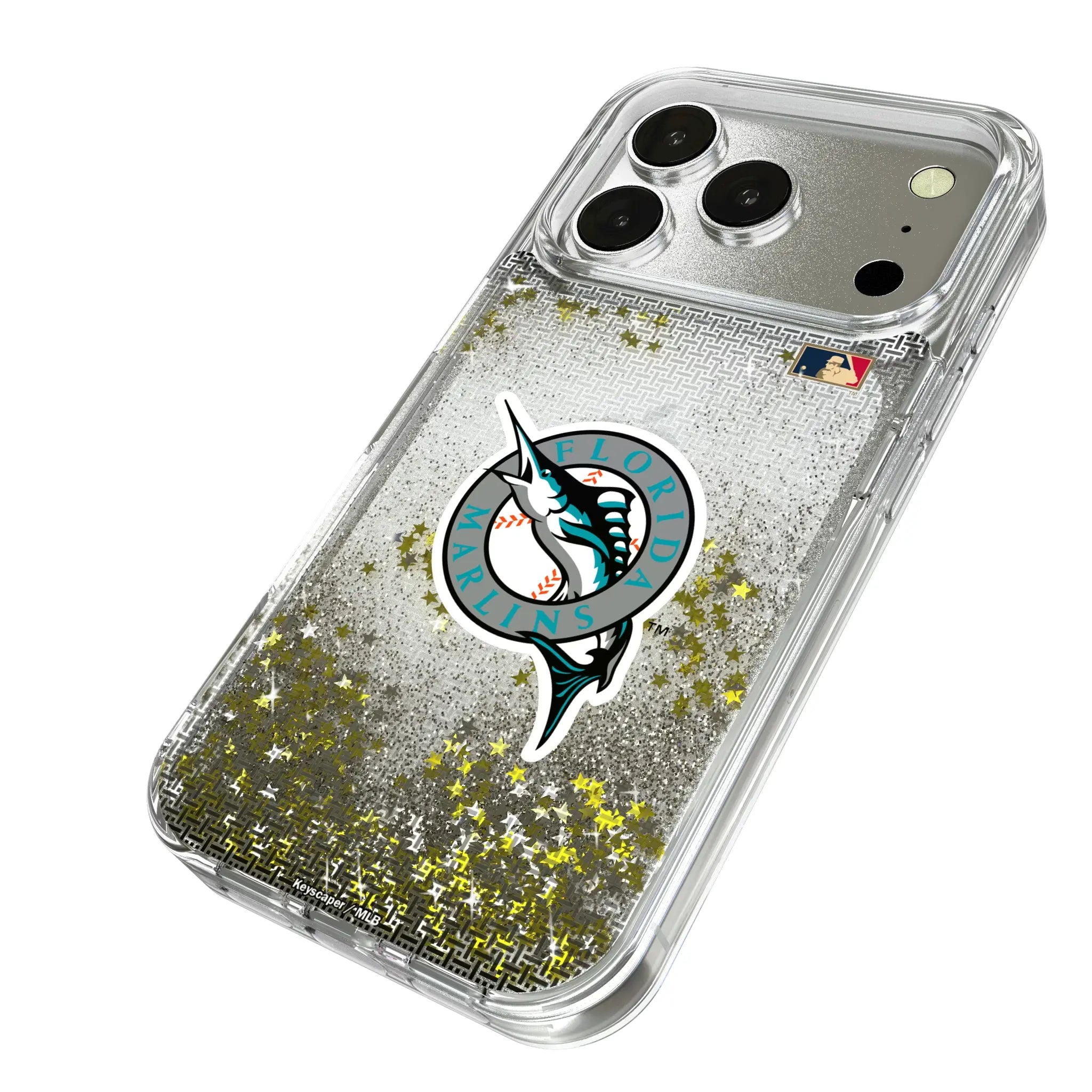 Miami Marlins 1993-2011 - Cooperstown Collection Linen iPhone Glitter Phone Case for Apple iPhone - Isometric View