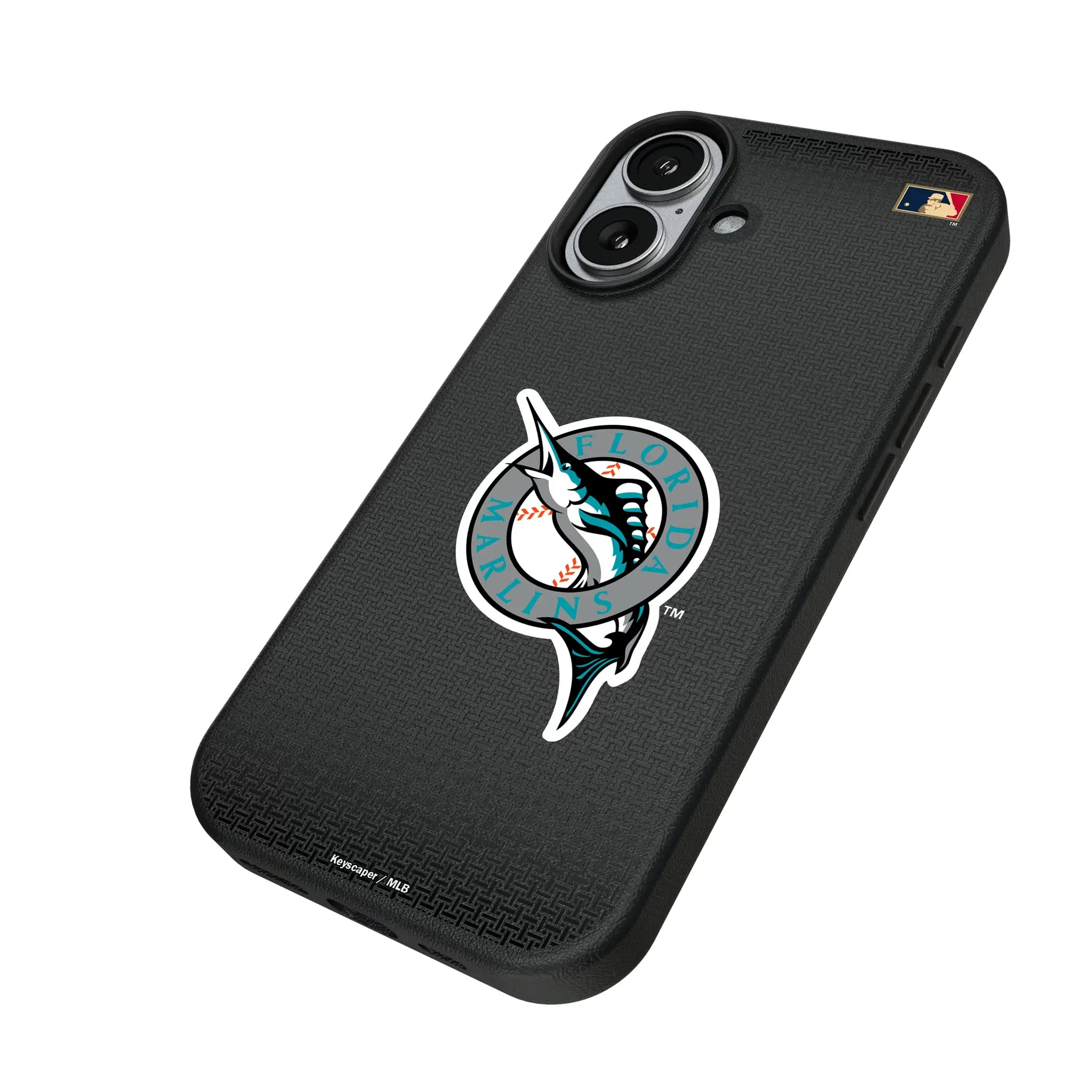 Miami Marlins 1993-2011 - Cooperstown Collection Linen iPhone MagSafe Compatible Phone Case for Apple iPhone - Isometric View#Device_iPhone 17