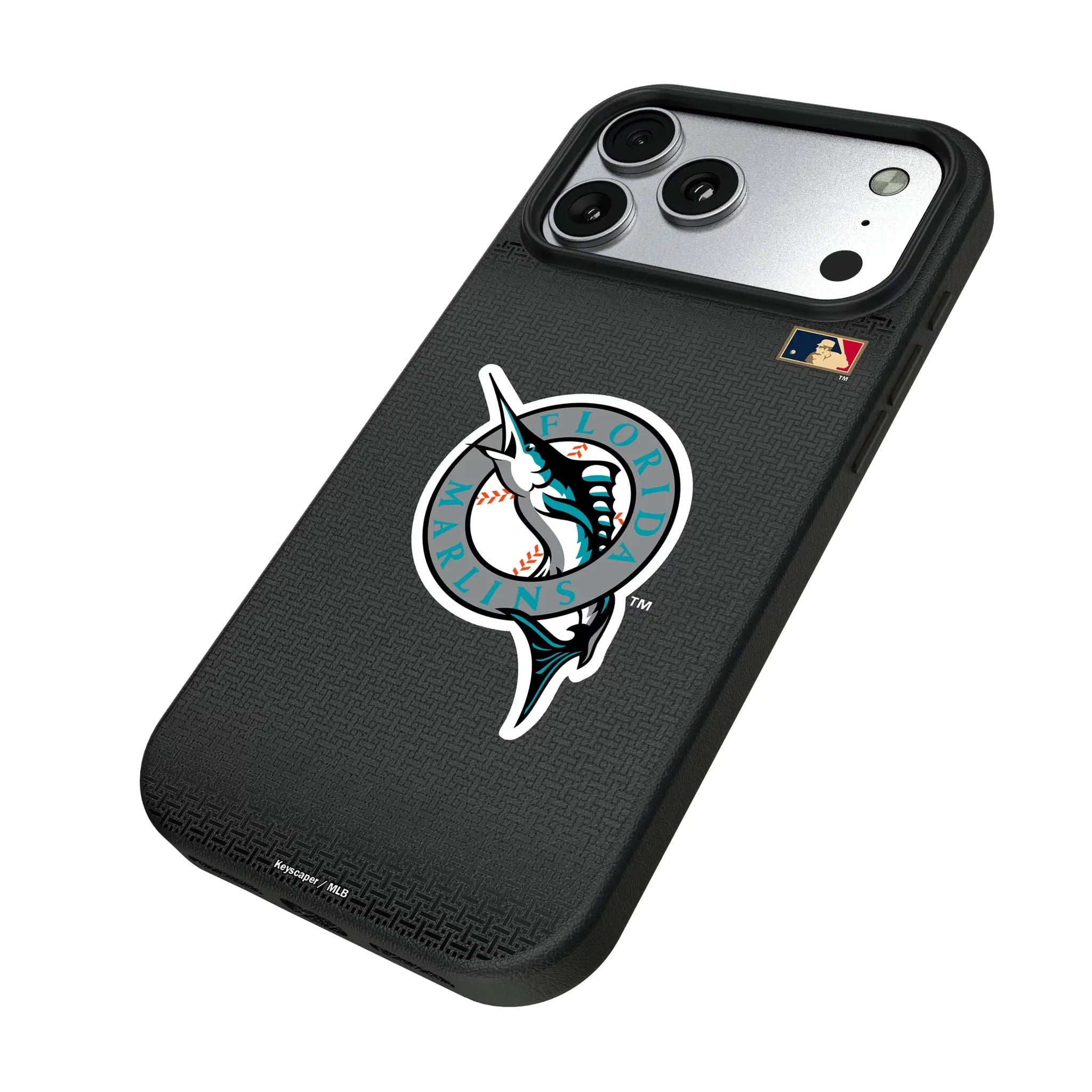 Miami Marlins 1993-2011 - Cooperstown Collection Linen iPhone MagSafe Compatible Phone Case for Apple iPhone - Isometric View#Device_iPhone 17 Pro Max