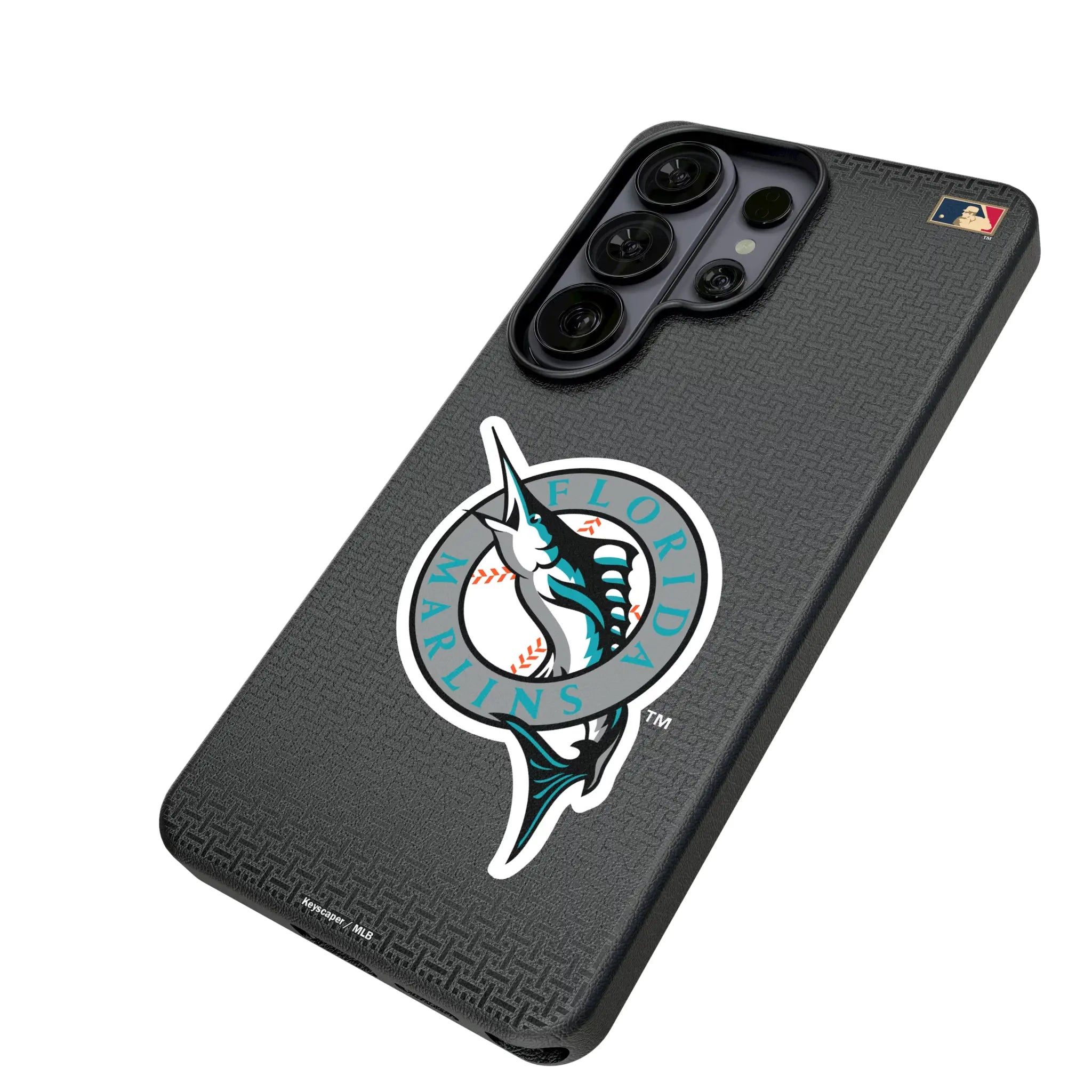 Miami Marlins 1993-2011 - Cooperstown Collection Linen Galaxy MagSafe Compatible Phone Case for Samsung Galaxy - Isometric View#Device_Galaxy S26 Ultra