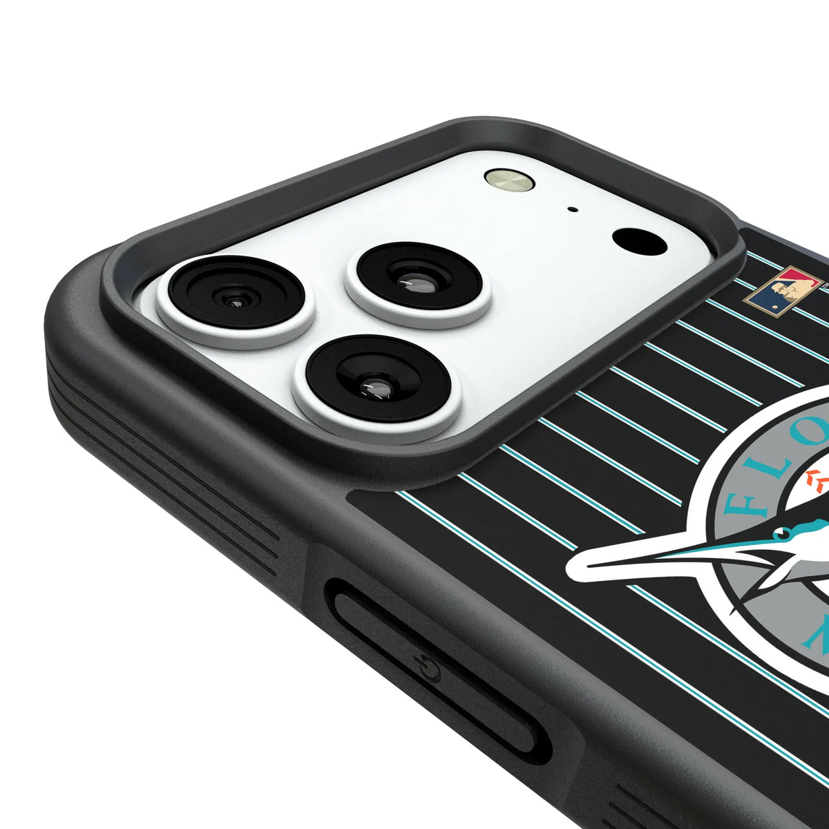 Miami Marlins 1993-2011 - Cooperstown Collection Pinstripe iPhone Bump Phone Case for Apple iPhone - Detail#Device_iPhone 18 Pro Max