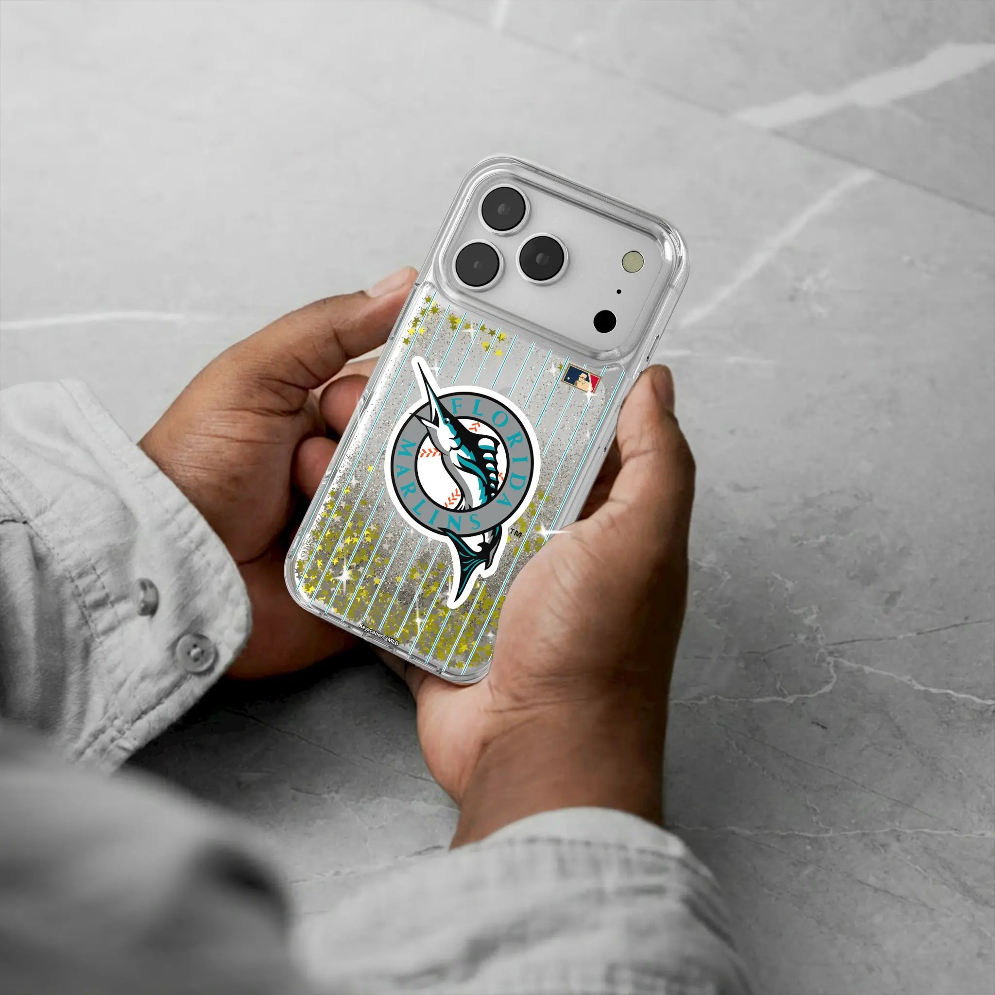 Miami Marlins 1993-2011 - Cooperstown Collection Pinstripe iPhone Glitter Phone Case for Apple iPhone - Lifestyle