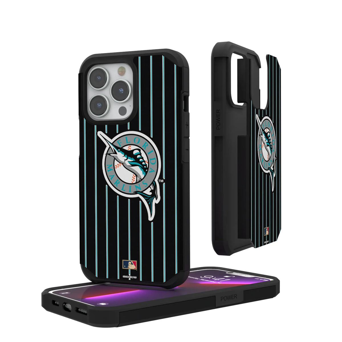 Miami Marlins 1993-2011 - Cooperstown Collection Pinstripe iPhone Rugged Phone Case for Apple iPhone