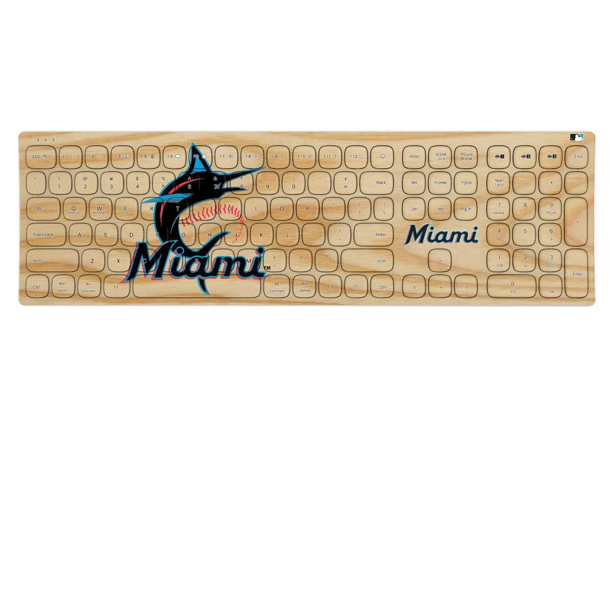 Miami Marlins Baseball Bat KKB605 Curved Wireless Keyboard