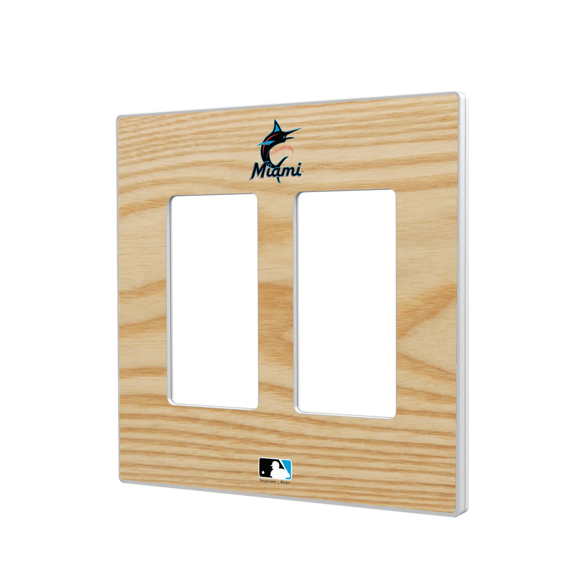 Miami Marlins Baseball Bat Hidden-Screw Light Switch Plate#Style_Double Rocker