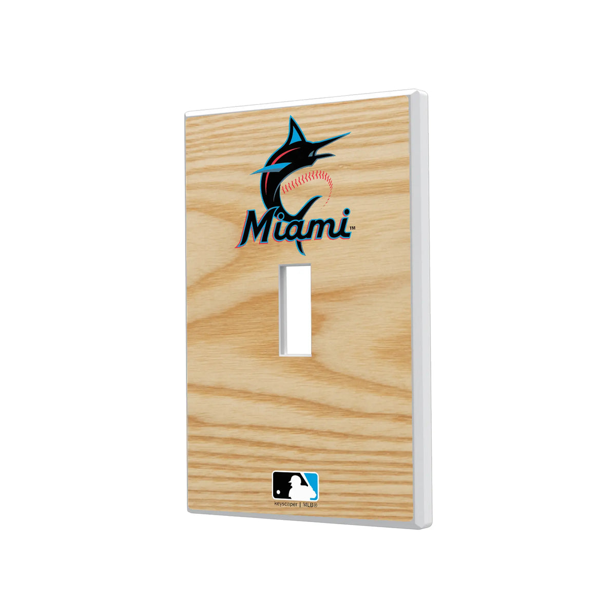 Miami Marlins Baseball Bat Hidden-Screw Light Switch Plate#Style_Single Toggle