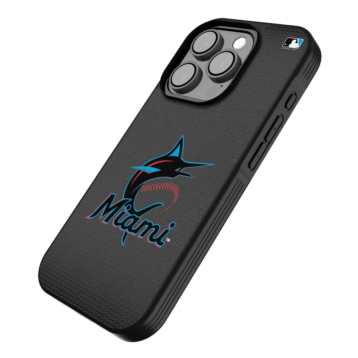 Miami Marlins Linen iPhone Bump Phone Case for Apple iPhone - Isometric View