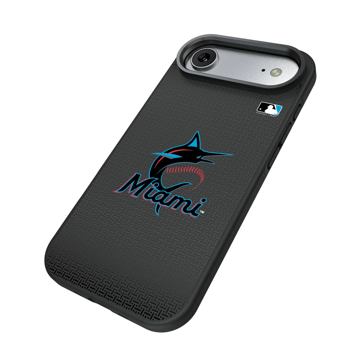 Miami Marlins Linen iPhone Bump Phone Case for Apple iPhone - Isometric View#Device_iPhone Air