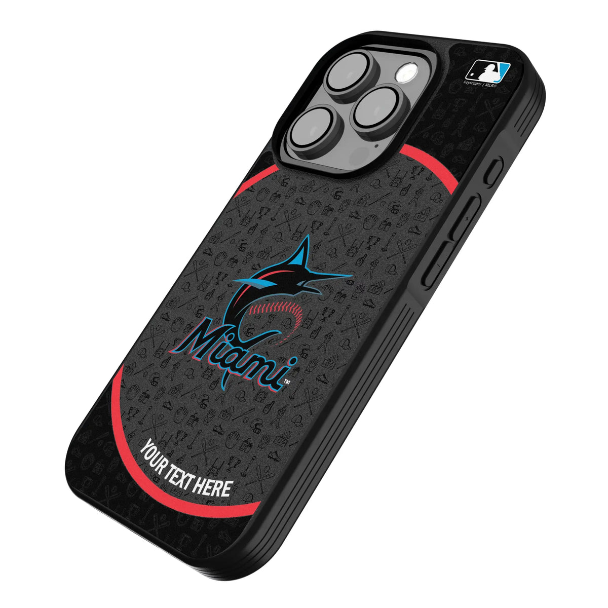 Miami Marlins Personalized Circle iPhone Bump Phone Case for Apple iPhone - Isometric View