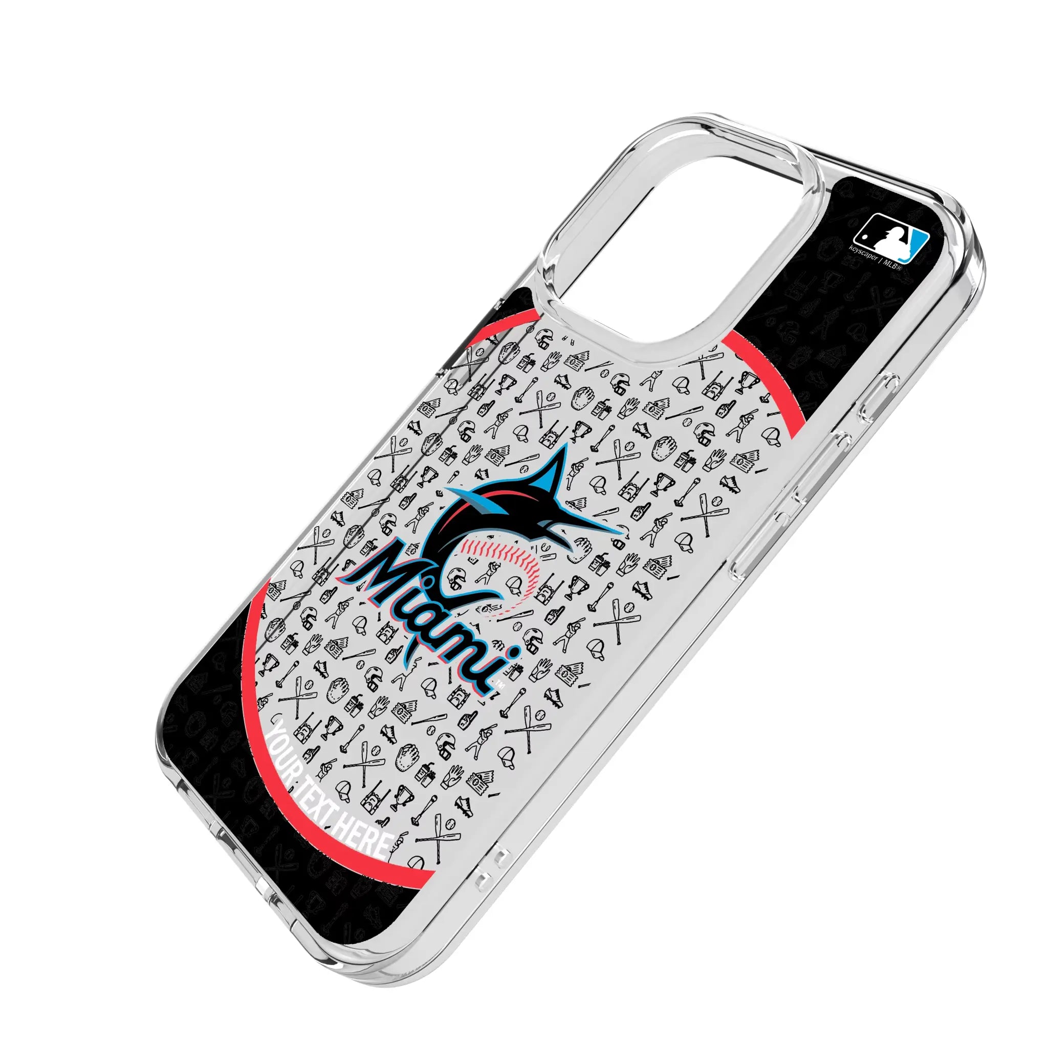 Miami Marlins Personalized Circle iPhone Clear Phone Case for Apple iPhone - Isometric View
