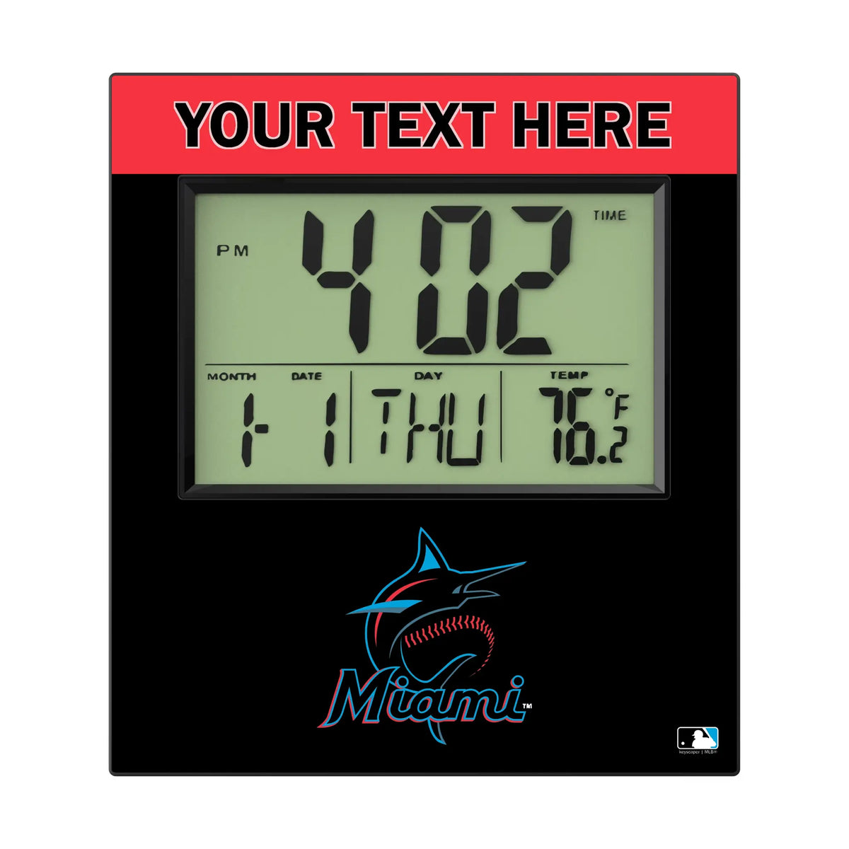 Miami Marlins Personalized Color Block Wall Clock