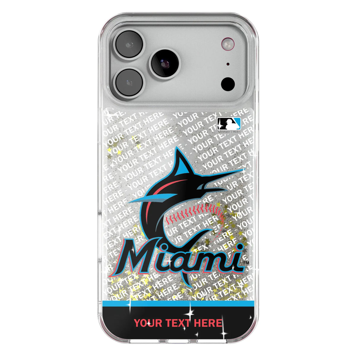 Miami Marlins Personalized EndZone Plus Glitter Phone Case for Apple iPhone
