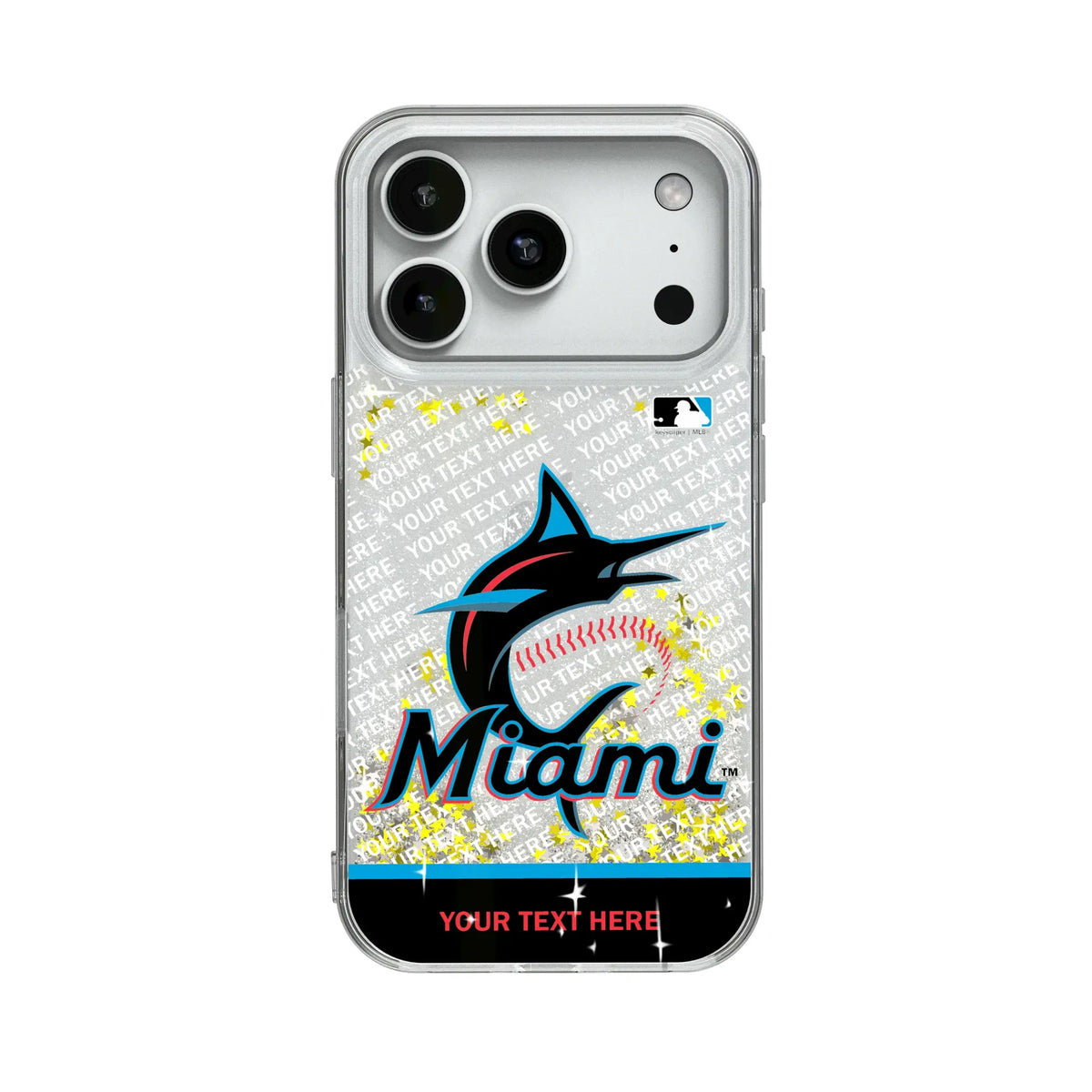 Miami Marlins Personalized EndZone Plus Glitter Phone Case for Apple iPhone