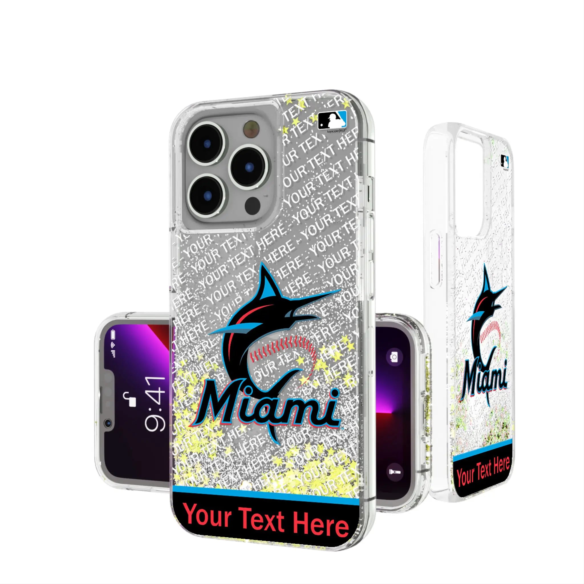 Miami Marlins Personalized EndZone Plus iPhone Glitter Phone Case for Apple iPhone