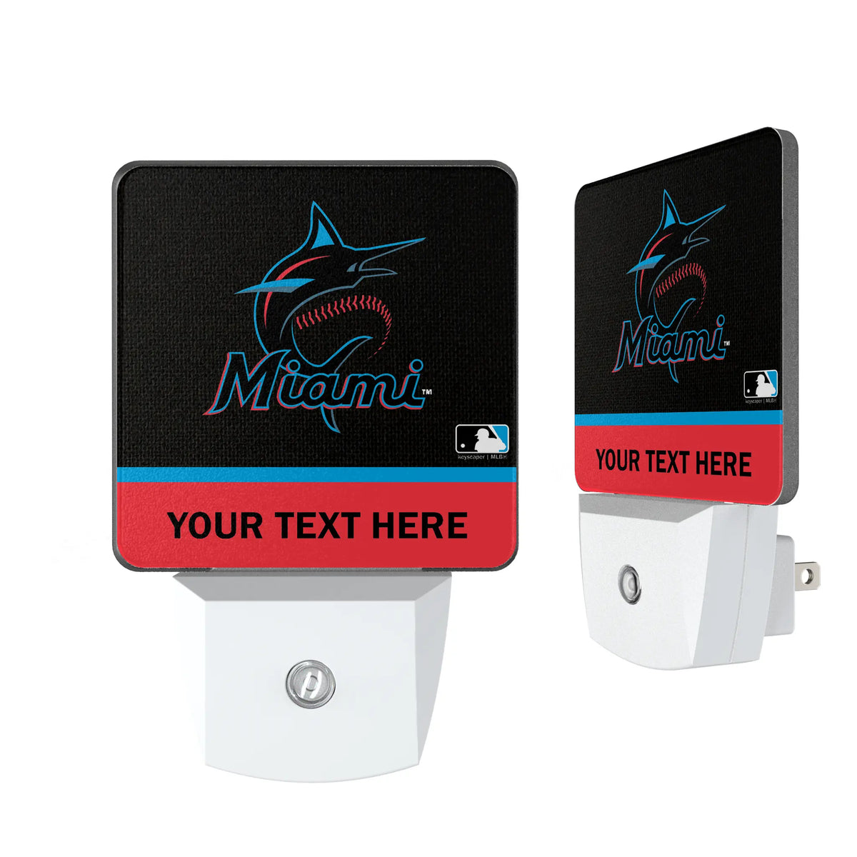 Miami Marlins Personalized Endzone Solid Night Light 2-Pack