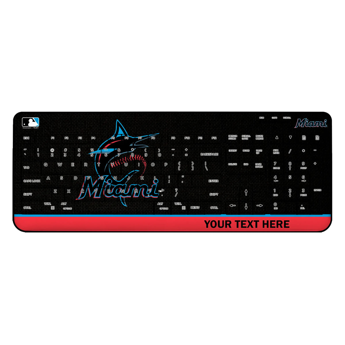 Miami Marlins Personalized Endzone Solid Wireless USB Keyboard